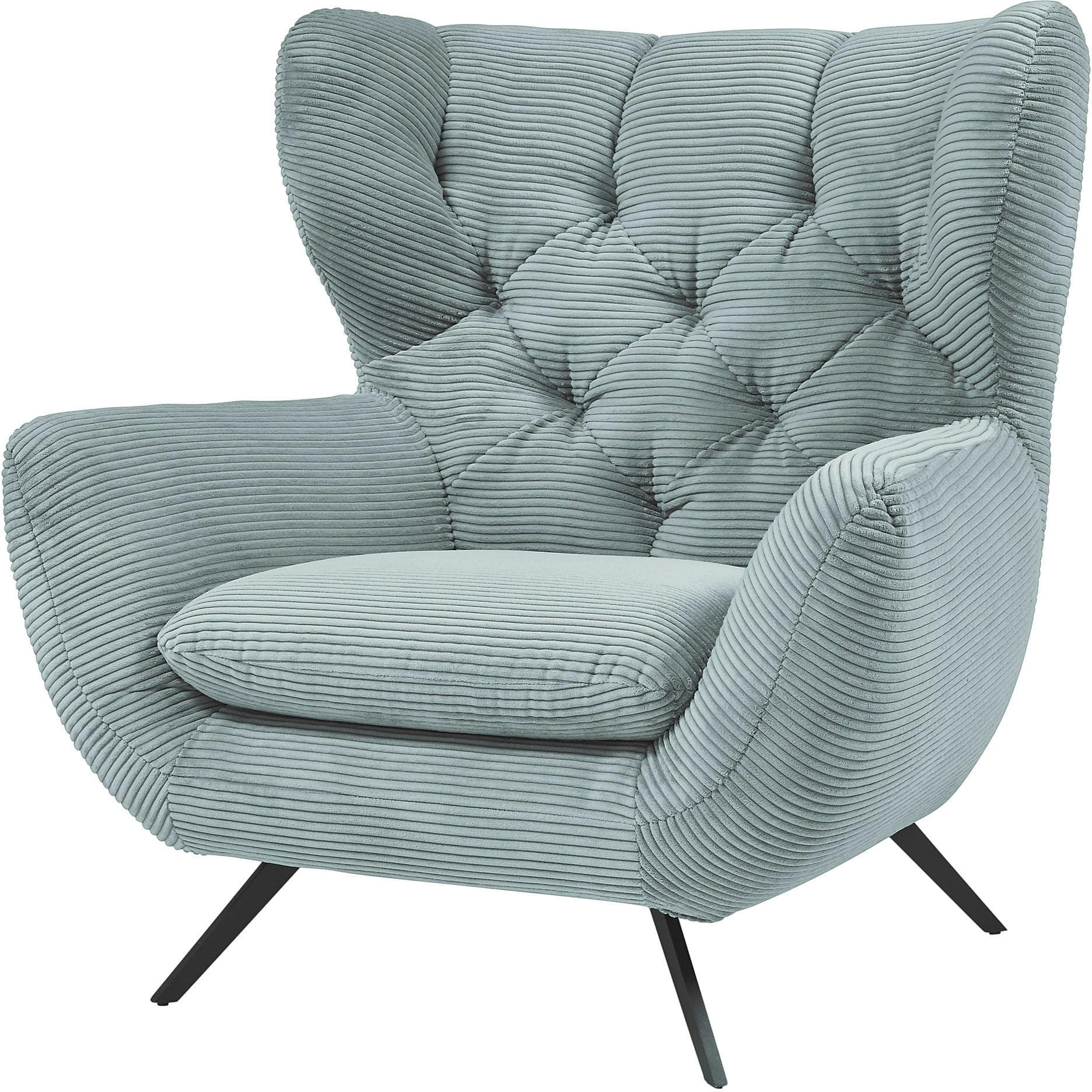3C CANDY Beatrice Ohrensessel Blau Retro Samt-Optik