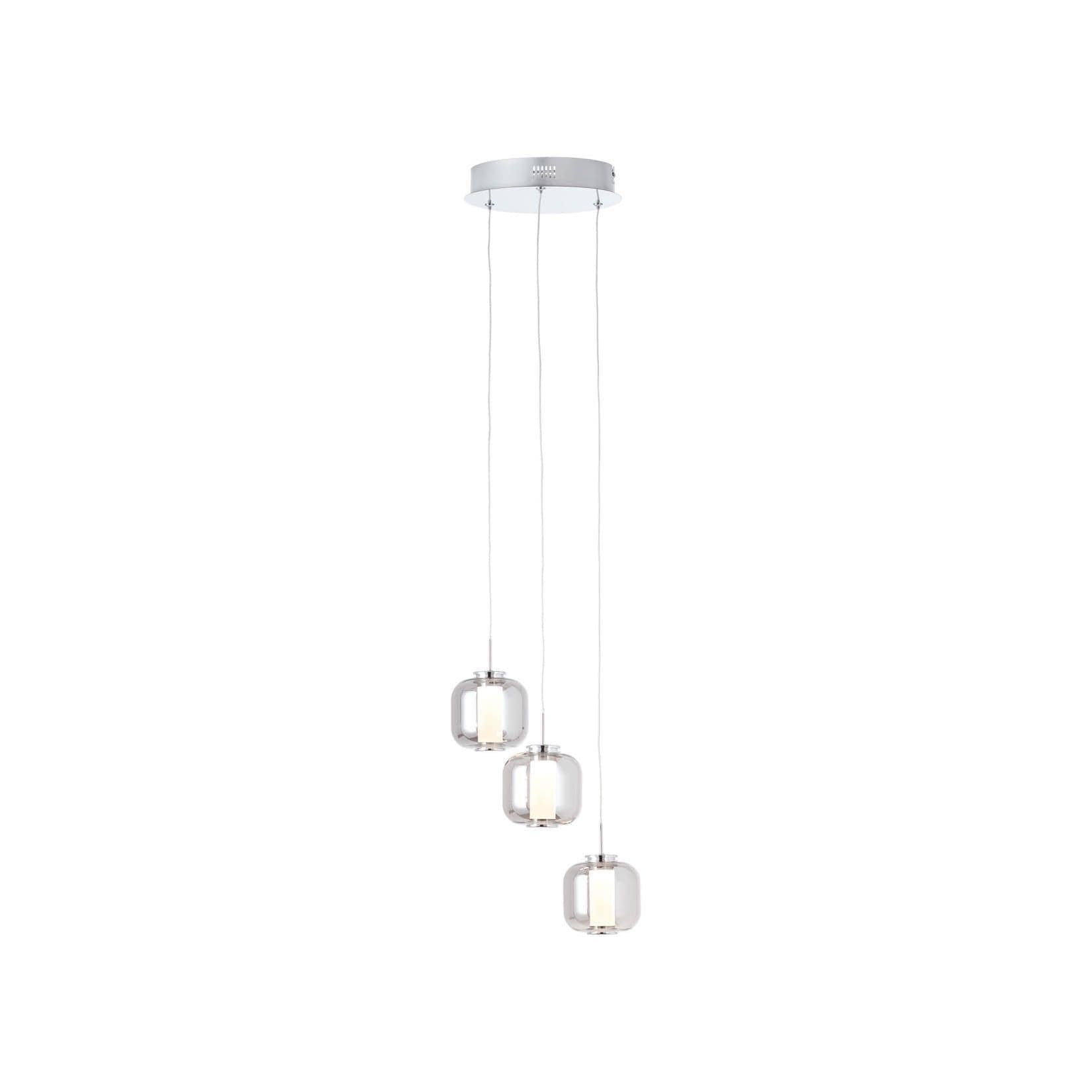BRILLIANT Rafa LED Pendelleuchte 3-flg chrom/rauchglas höhenverstellbar