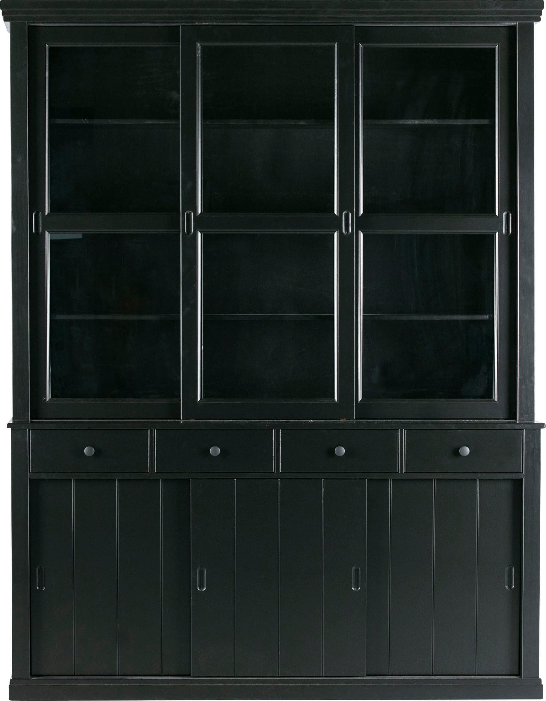 Hochschrank Buffet aus Kiefer in Schwarz