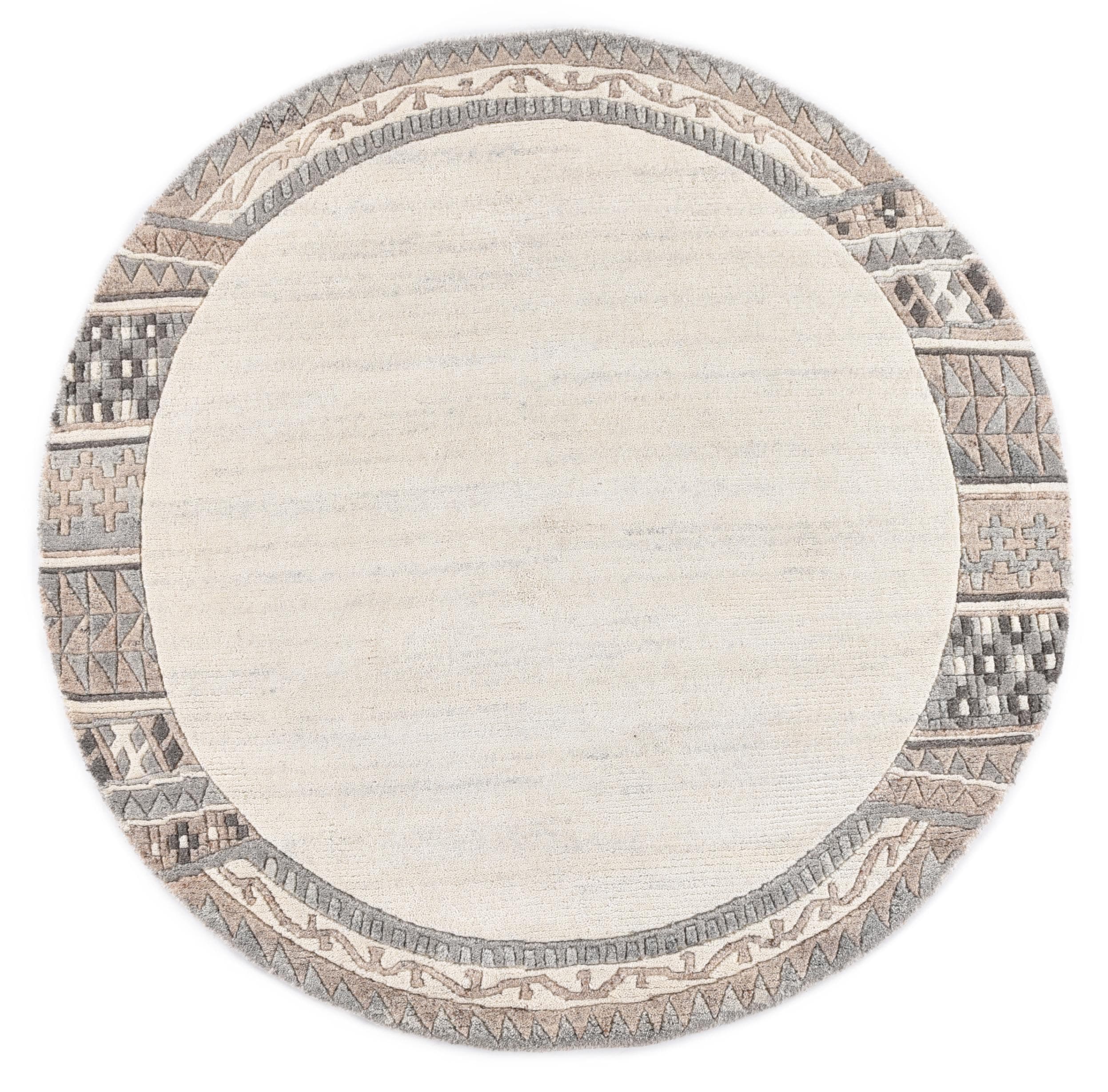 THEKO Wollteppich Nakarta 6030 Beige Handgeknüpft Rund
