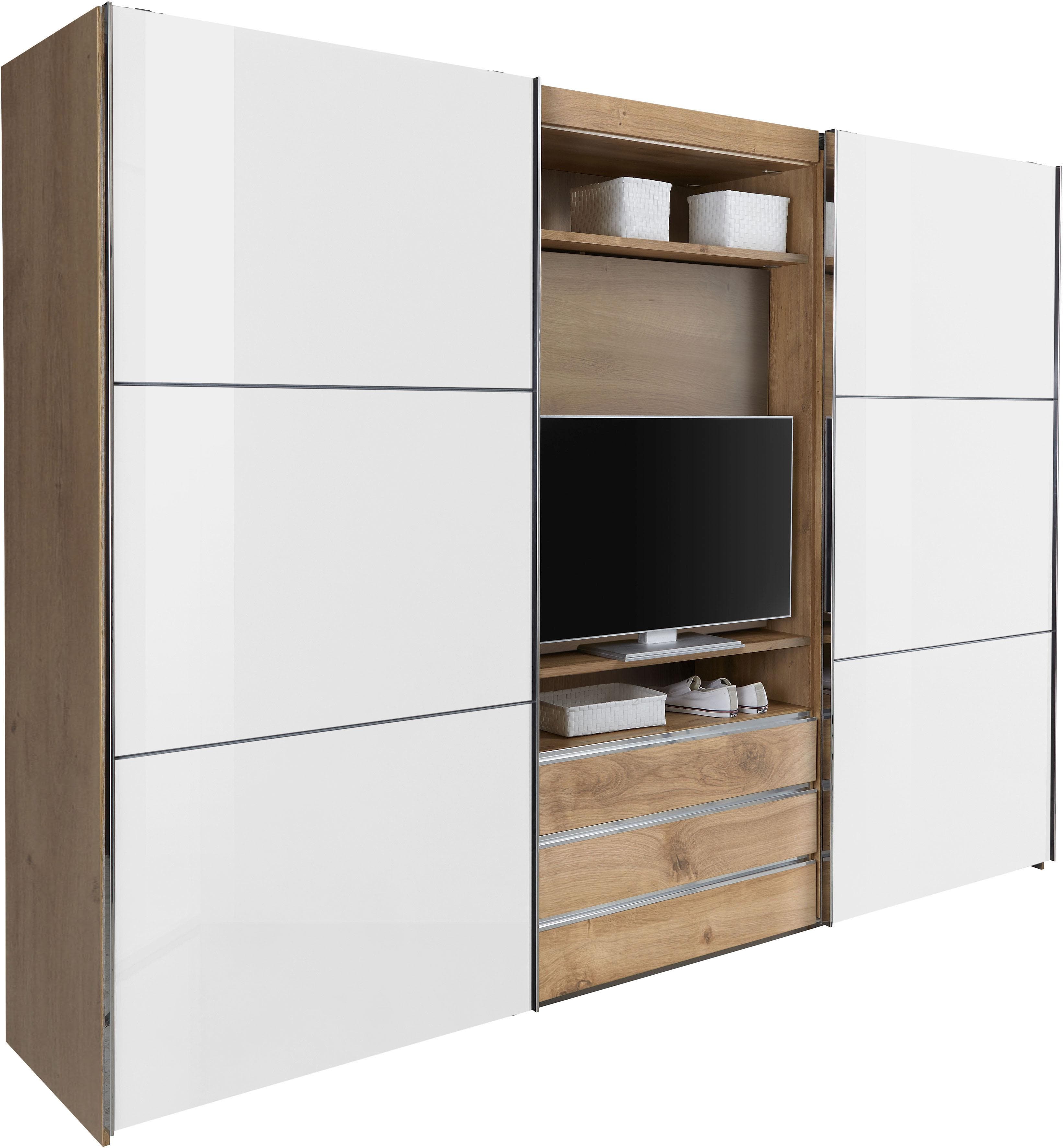 WIMEX Magic Schwebetürenschrank mit TV-Element Braun/Weiß