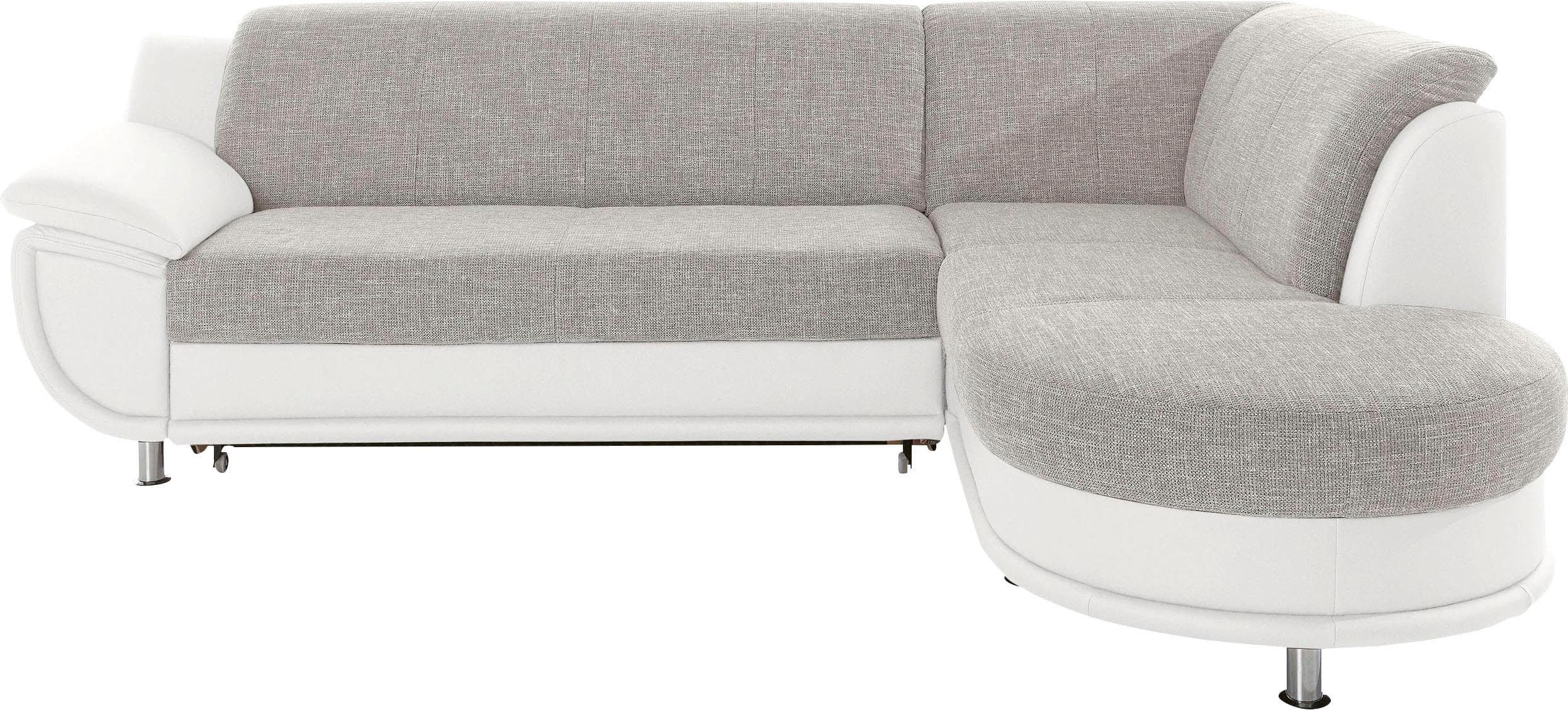 Trendmanufaktur Ecksofa Rondo 3 Weiß/Cappuccino mit Bettfunktion