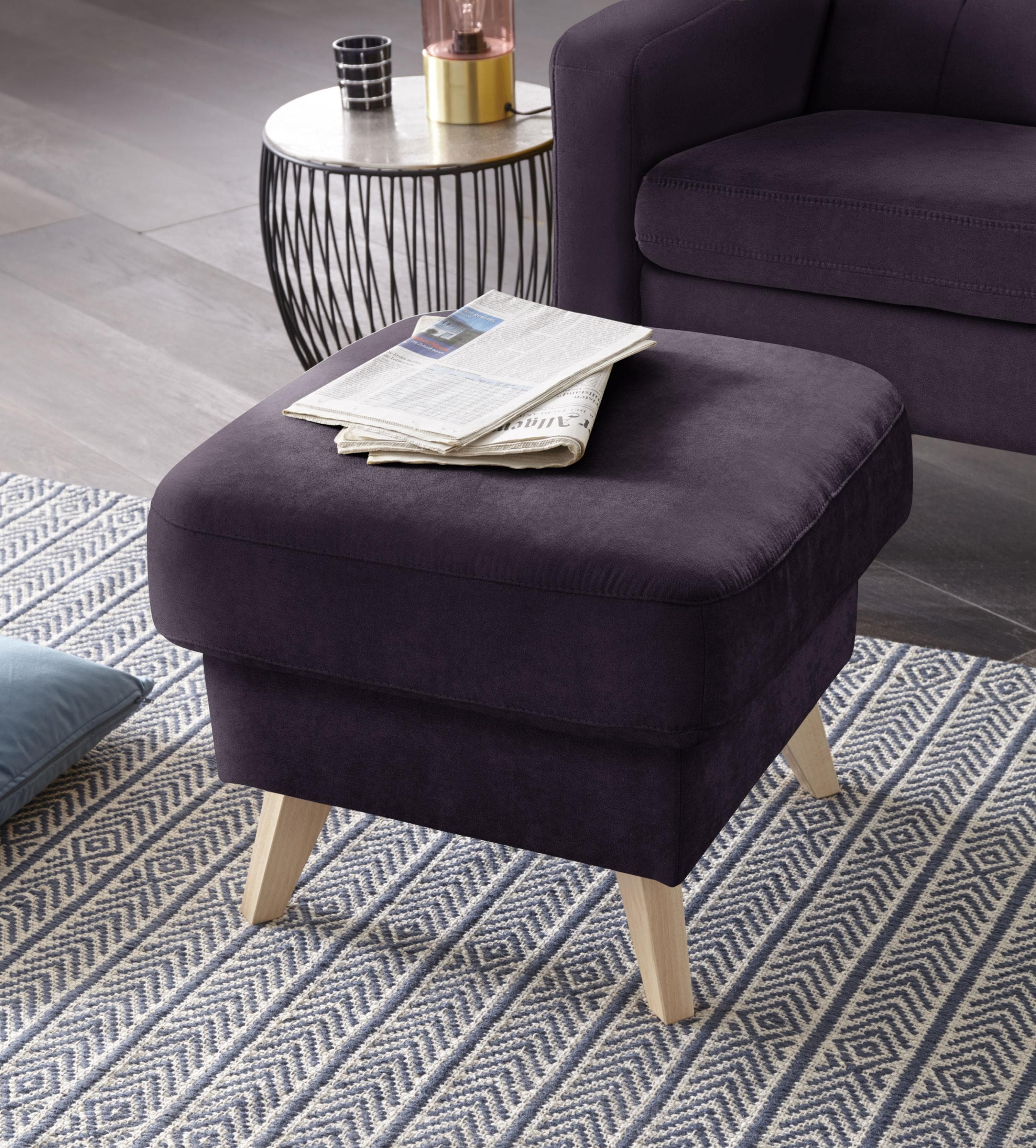 EXXPO Hocker Nappa Lila mit Staufach Samtvelours