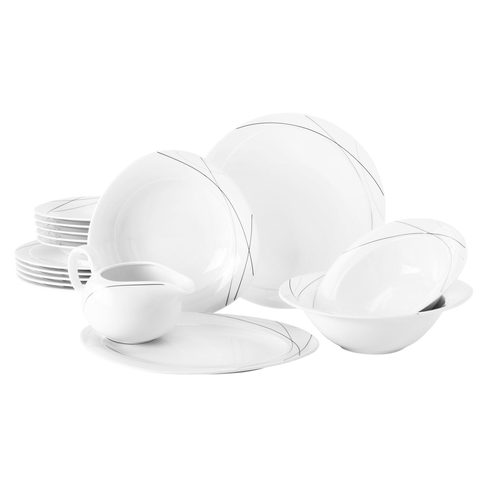 Seltmann Weiden Tafelservice Trio Highline 16-tlg. Schwarz/Weiß/Grau Porzellan Geschirr-Set