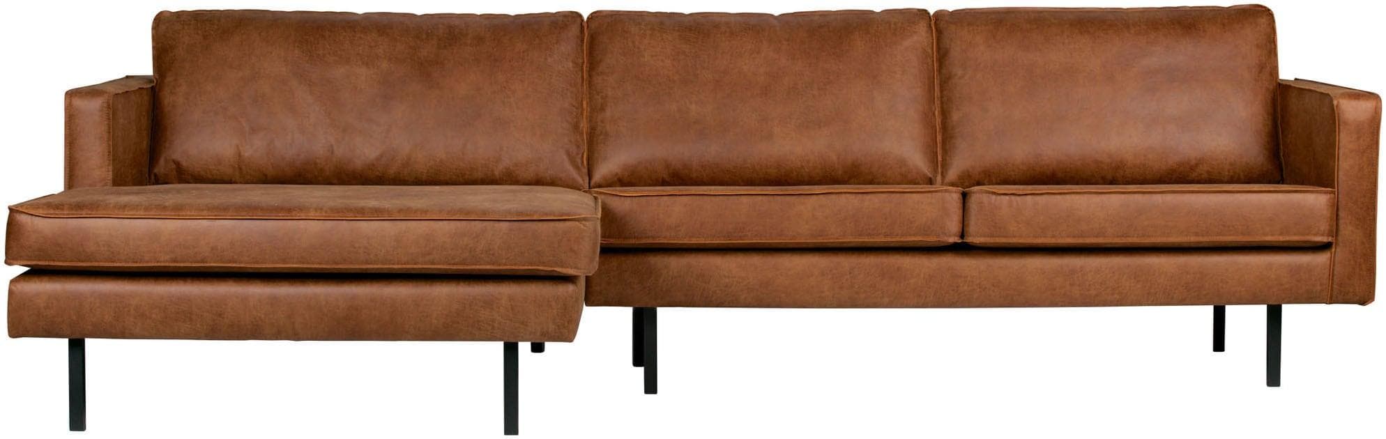 Ecksofa WOOOD Rodeo Chaise Longue Cognac Lederoptik