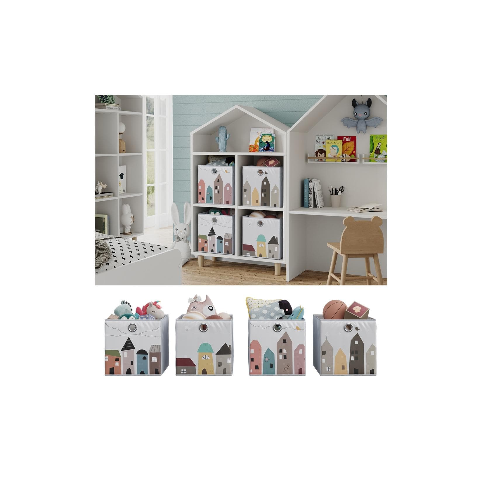 Vicco Faltbox Grau für Kinderzimmer - Stabil & Faltdesign