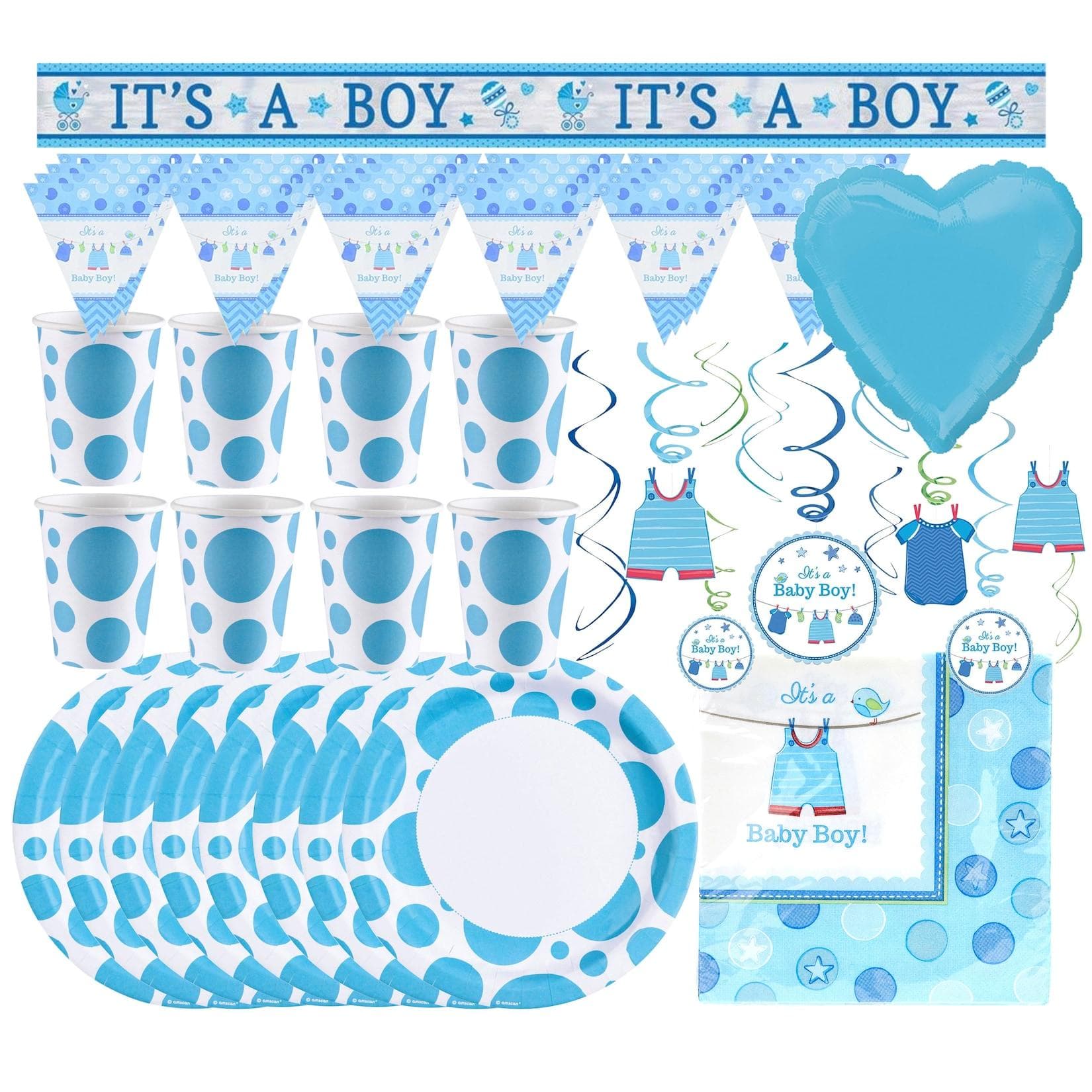 Babyparty-Set - It's a Boy 47-teilig Es ist ein Junge Babypinkeln Gender Reveal Party