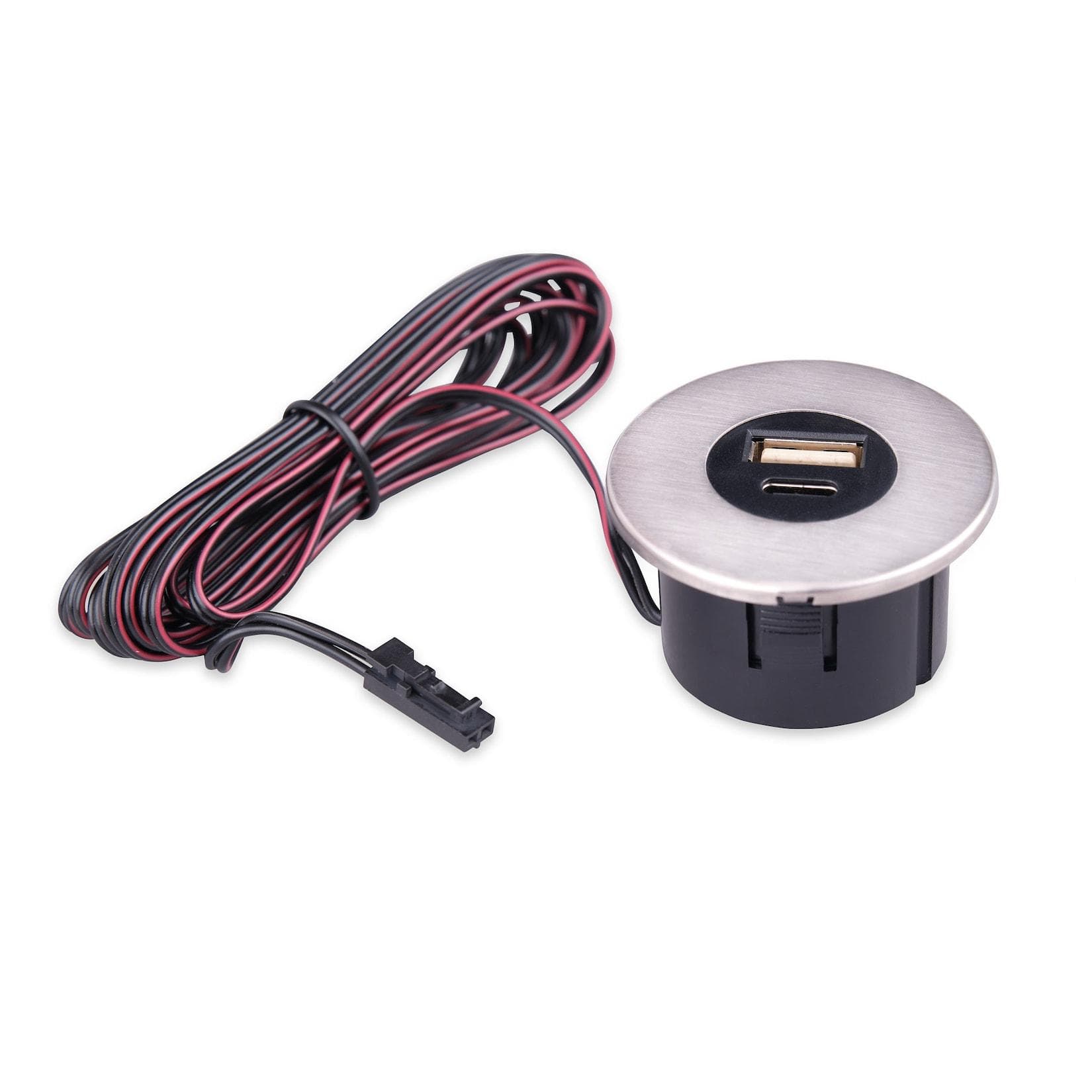 Einbau USB-Hub 2 in 1 Edelstahl gebürstet USB und USB-C