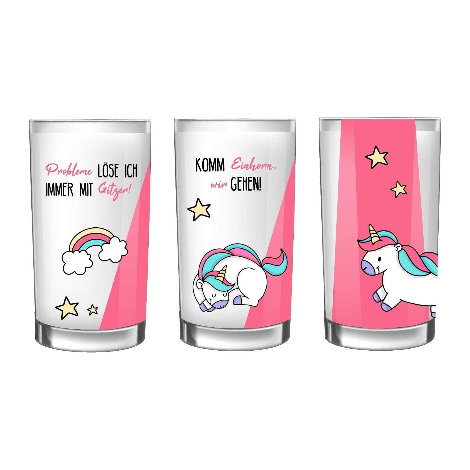 EinhornLiebe Milchgläser 3 Stück Trinkglas Milchglas Einhorn Unicorn