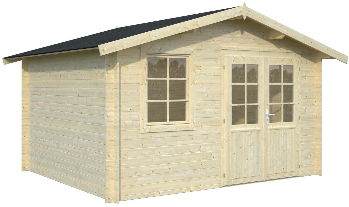 Gartenhaus aus Massivholz Fichte, Blockbohlensystem