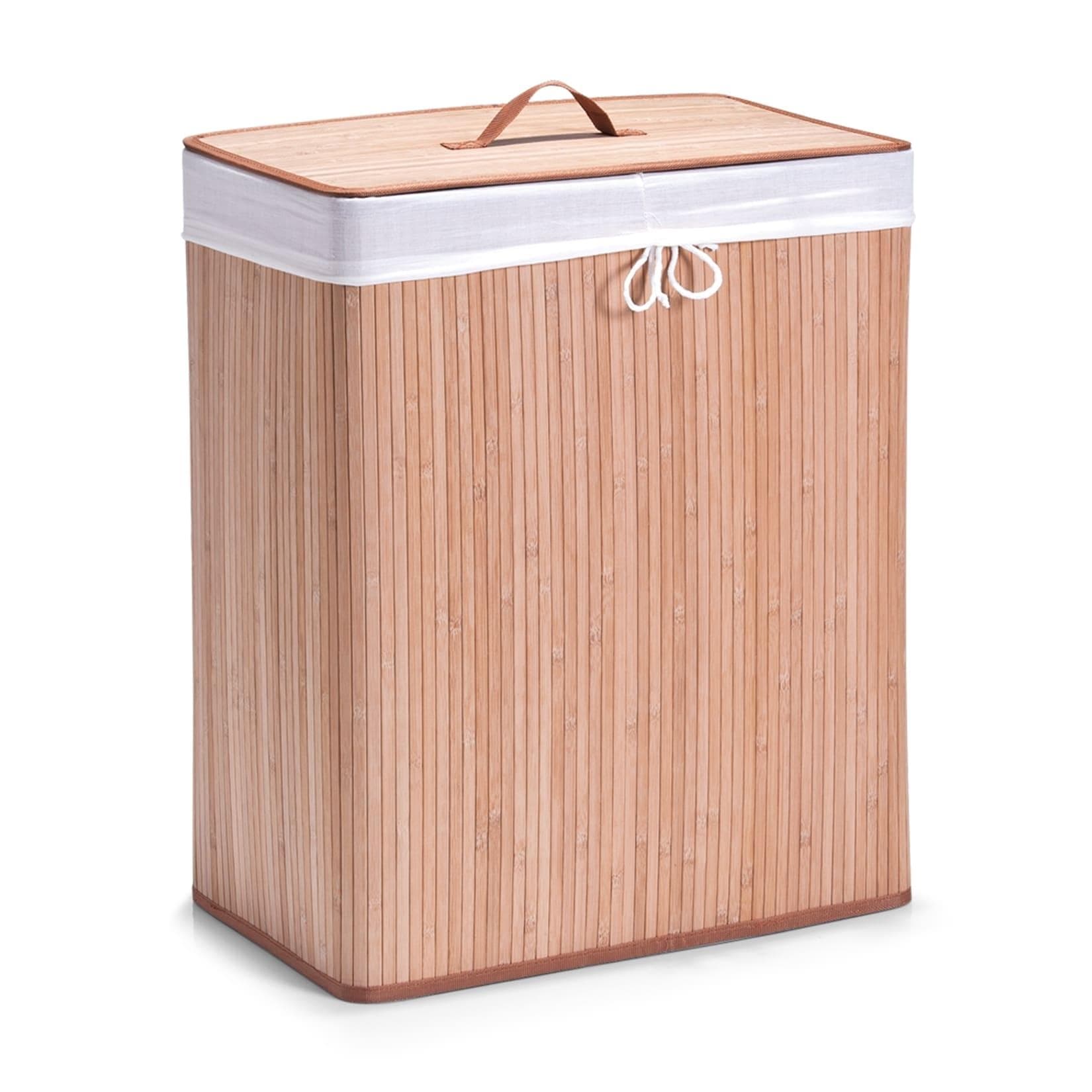 HTI-Living Bambus Wäschekorb mit 2 Kammern und Deckel