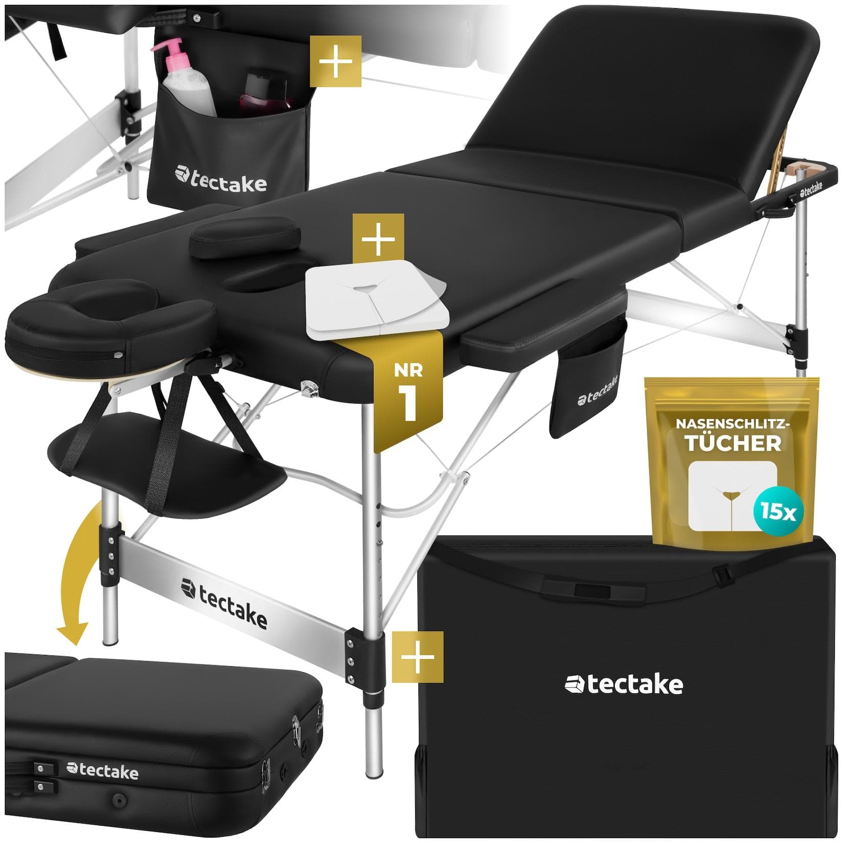 TecTake 3-Zonen Massageliege Klappbar Aluminiumgestell