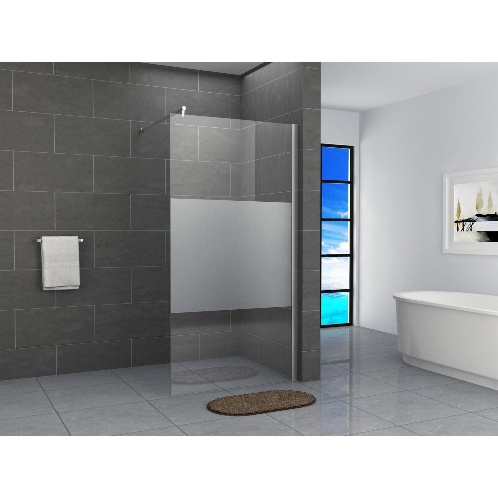 Fa-Bausysteme Walk-In Glas Dusche Teilsatiniert 110 cm