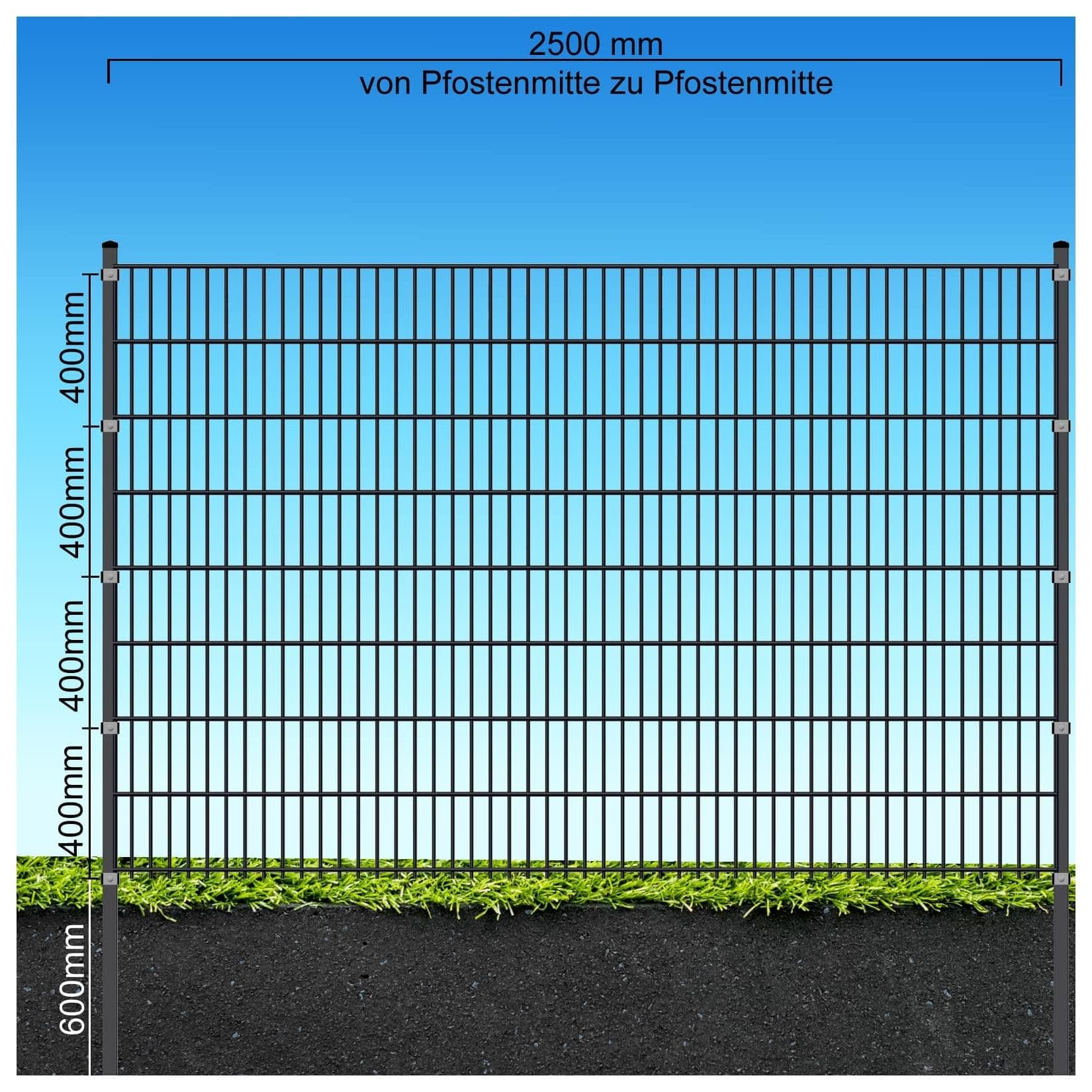 Fa-Bausysteme Doppelstabzaun Anthrazit Doppelmattenstruktur