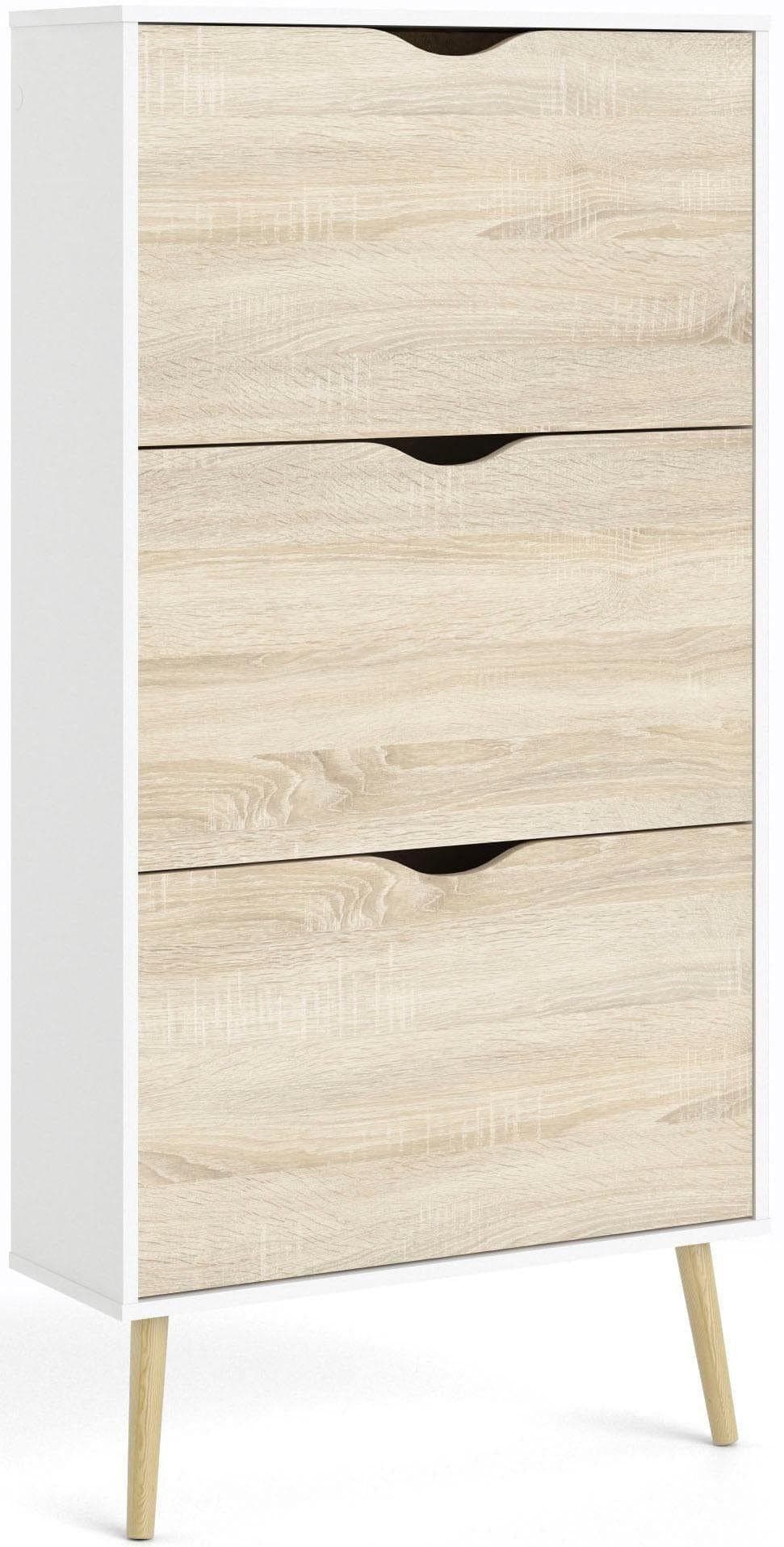 ANDAS Oslo Schuhschrank Weiß Eichefarben 3 Klappen