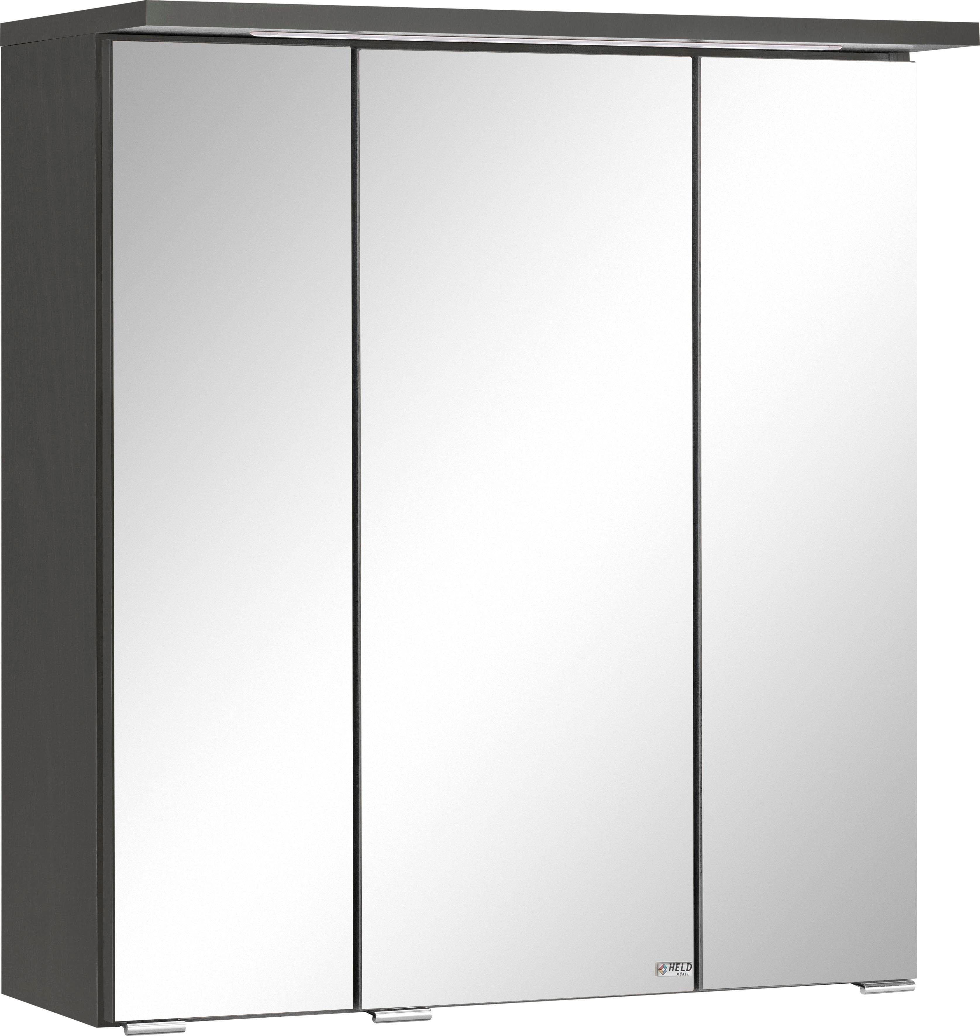 WELLTIME Spiegelschrank Lucca Grau mit LED-Beleuchtung