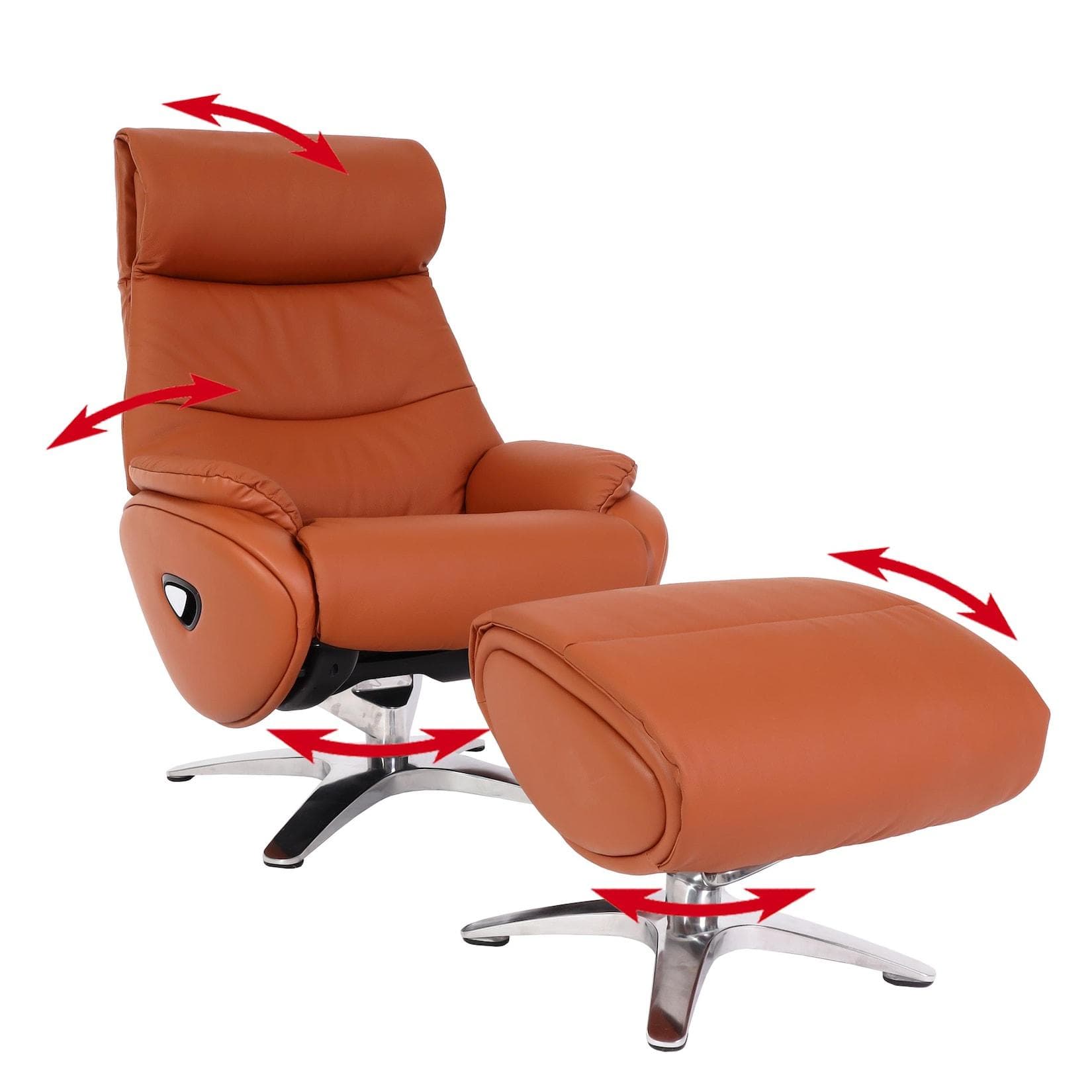 Relaxsessel mit Hocker MCW-K98 Braun Drehbar Liegefunktion