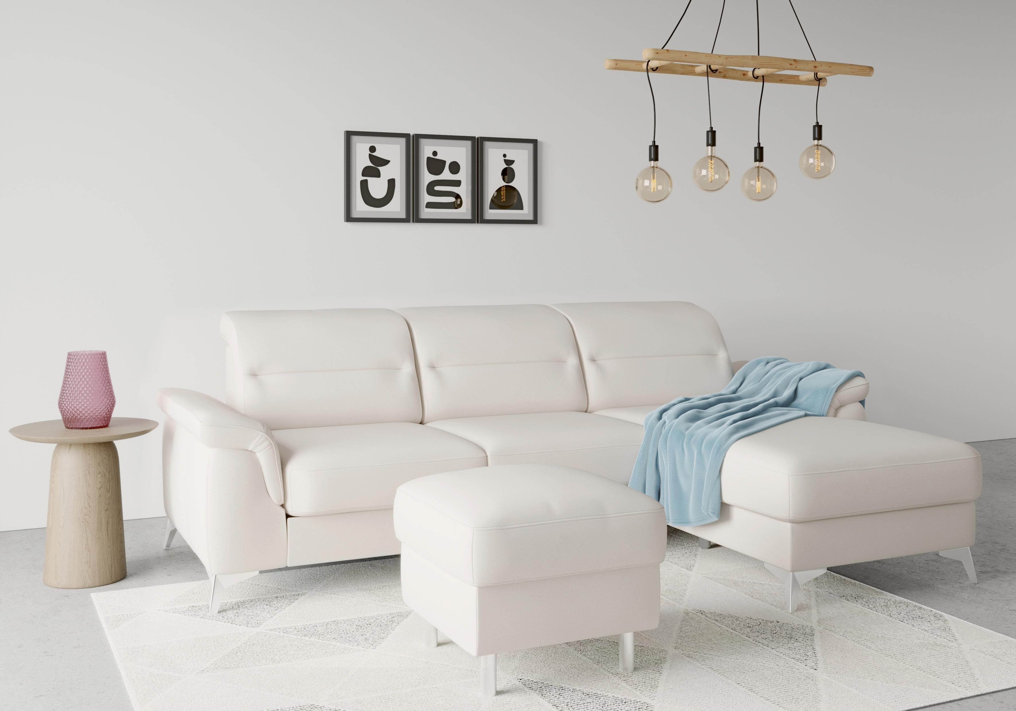 Abnehmbares Sitzkissen & Chrom-Metallfüße - Stauraumhocker