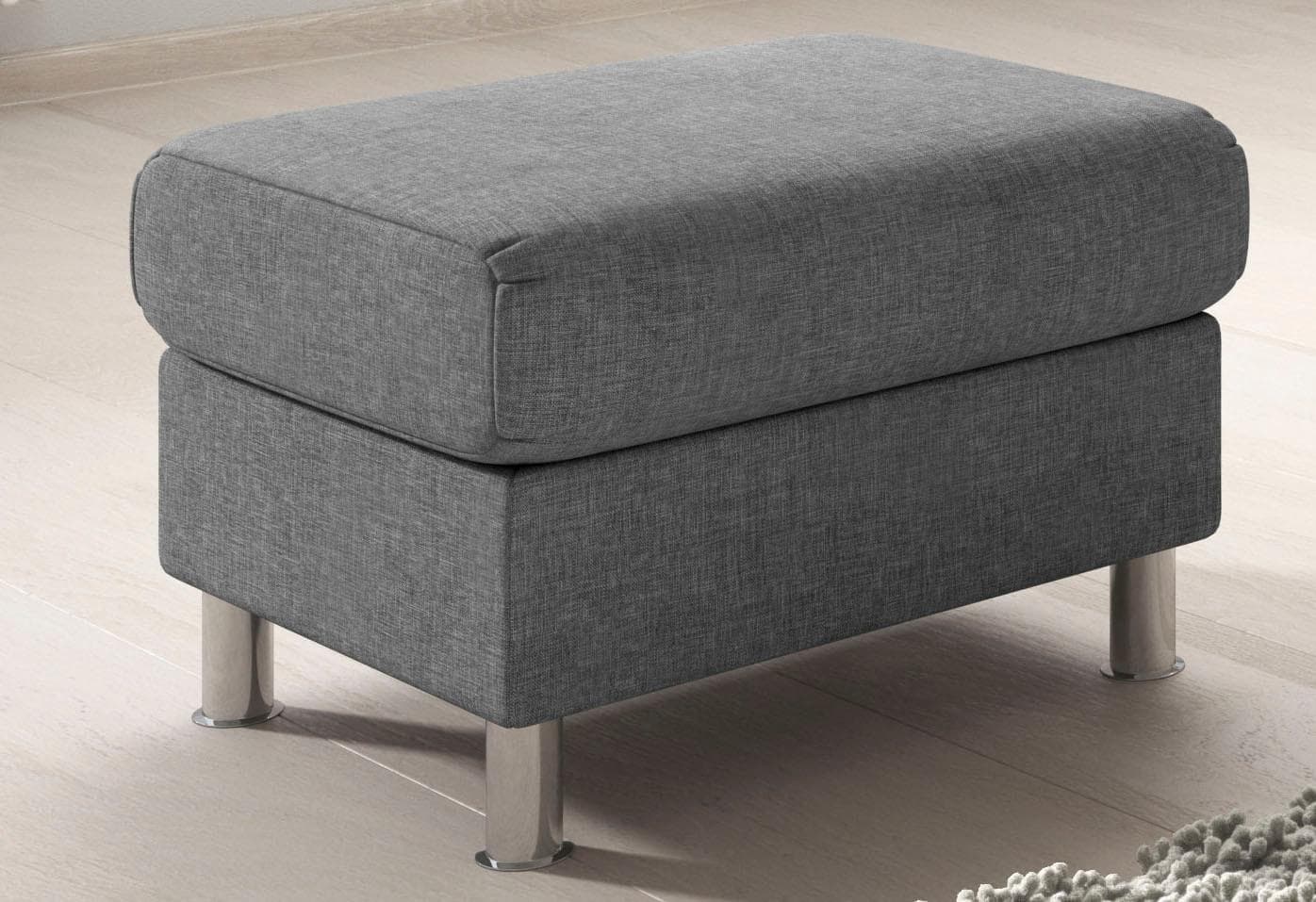 TRENDMANUFAKTUR Hocker Rondo II Hellgrau Polyester Federkern