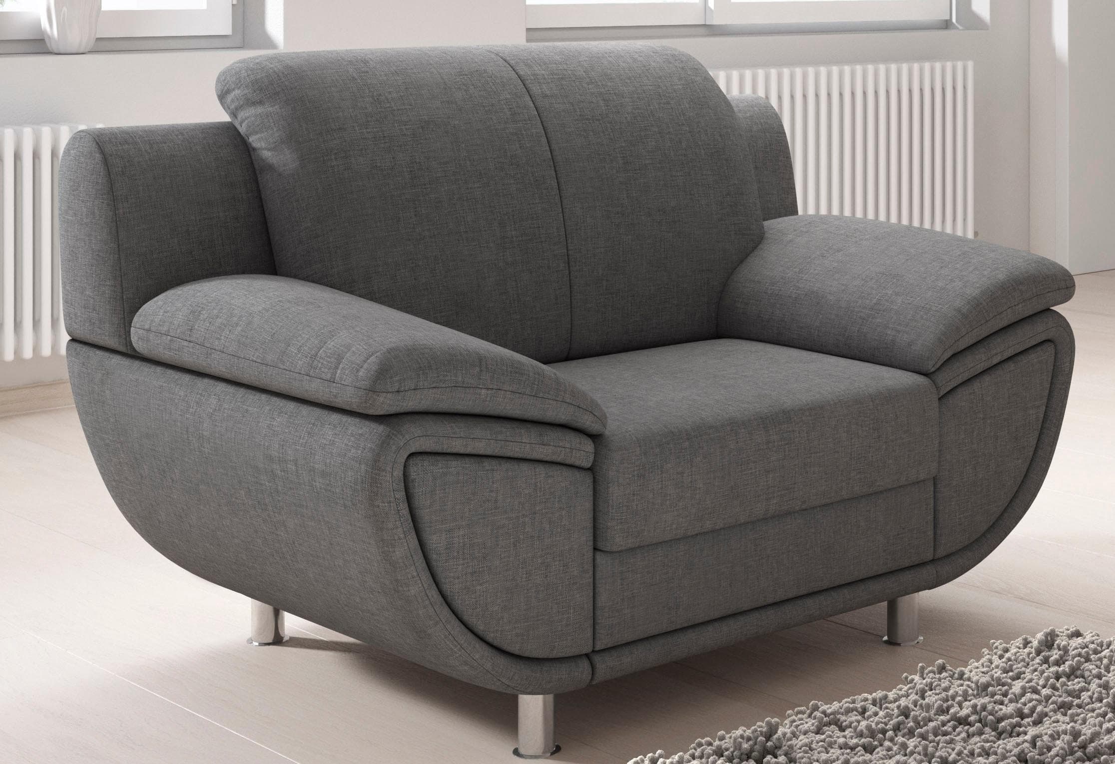 TRENDMANUFAKTUR Rondo II Loungesessel Grau mit Federkern