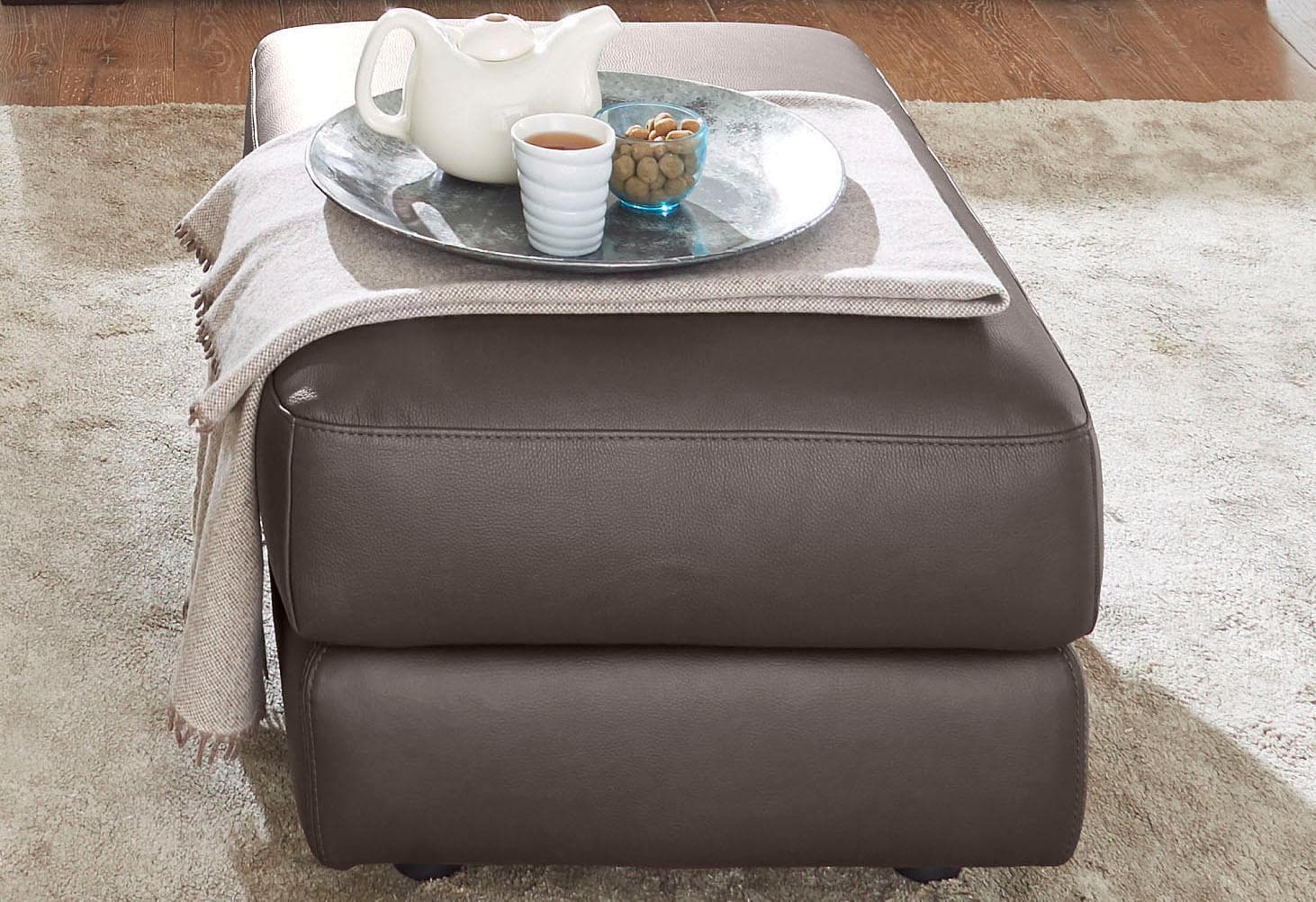 CALIA ITALIA Hocker Gaia Braunes Leder Polsterhocker Made in Italy