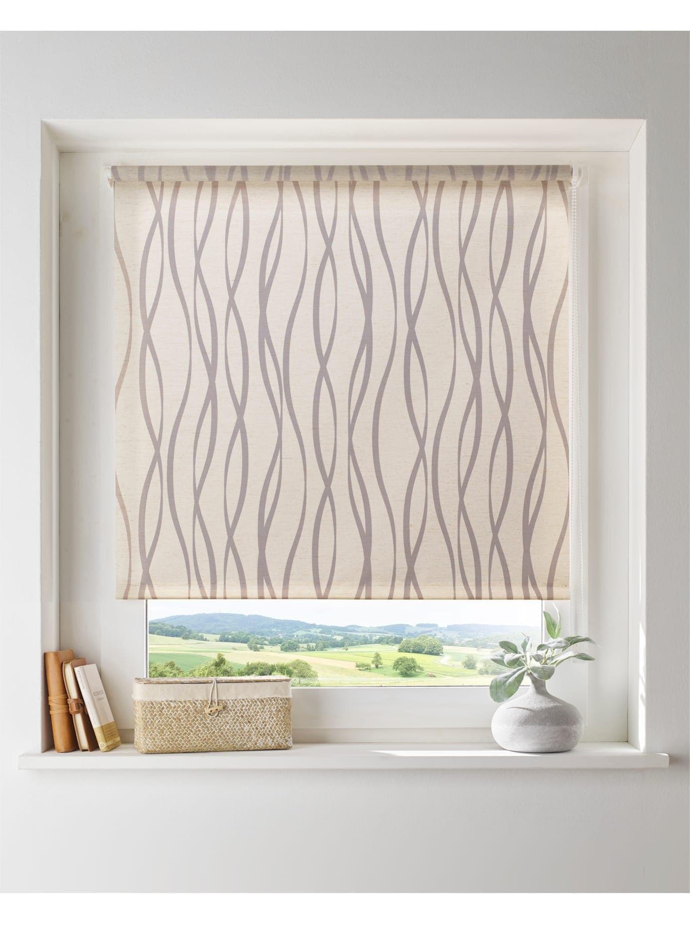 Raffrollo HEINE HOME Gr. 5 Natur-Taupe Blickdicht Leinen-Optik
