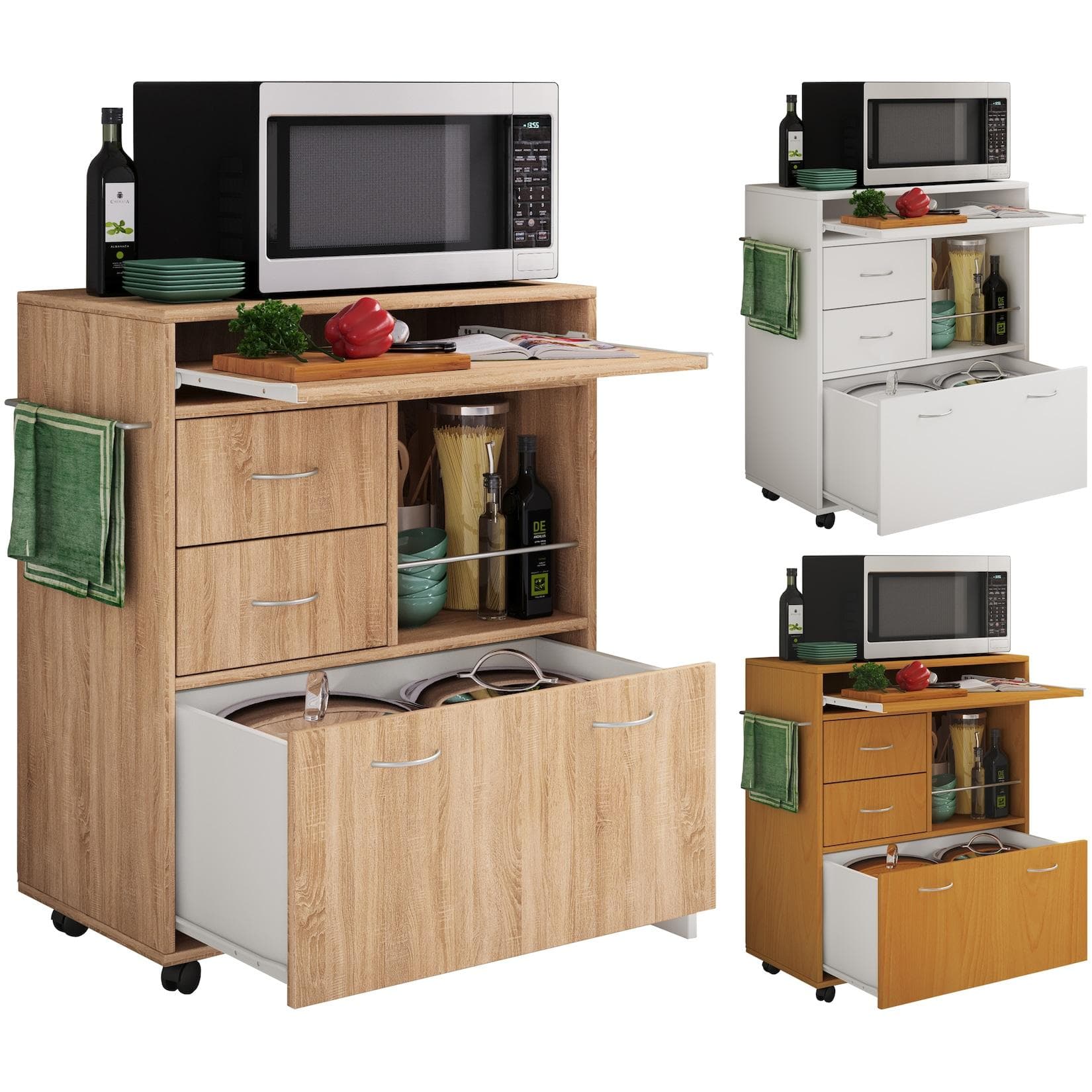 VCM Küchenwagen Kicha: Servierwagen mit Ausziehbarer Arbeitsfläche