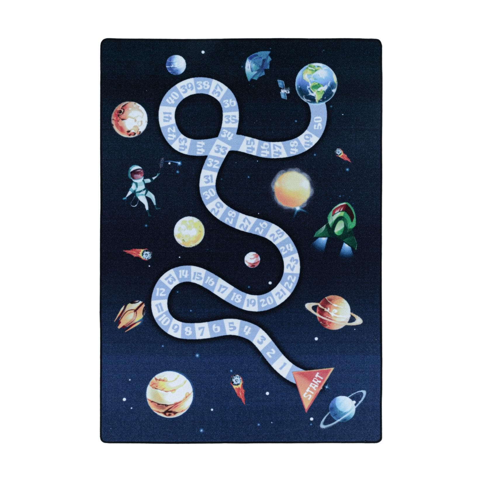 Ayyildiz Kinderteppich Spielteppich Hüpfkästchen Raumschiff Weltraum Planeten Motiv 8mm