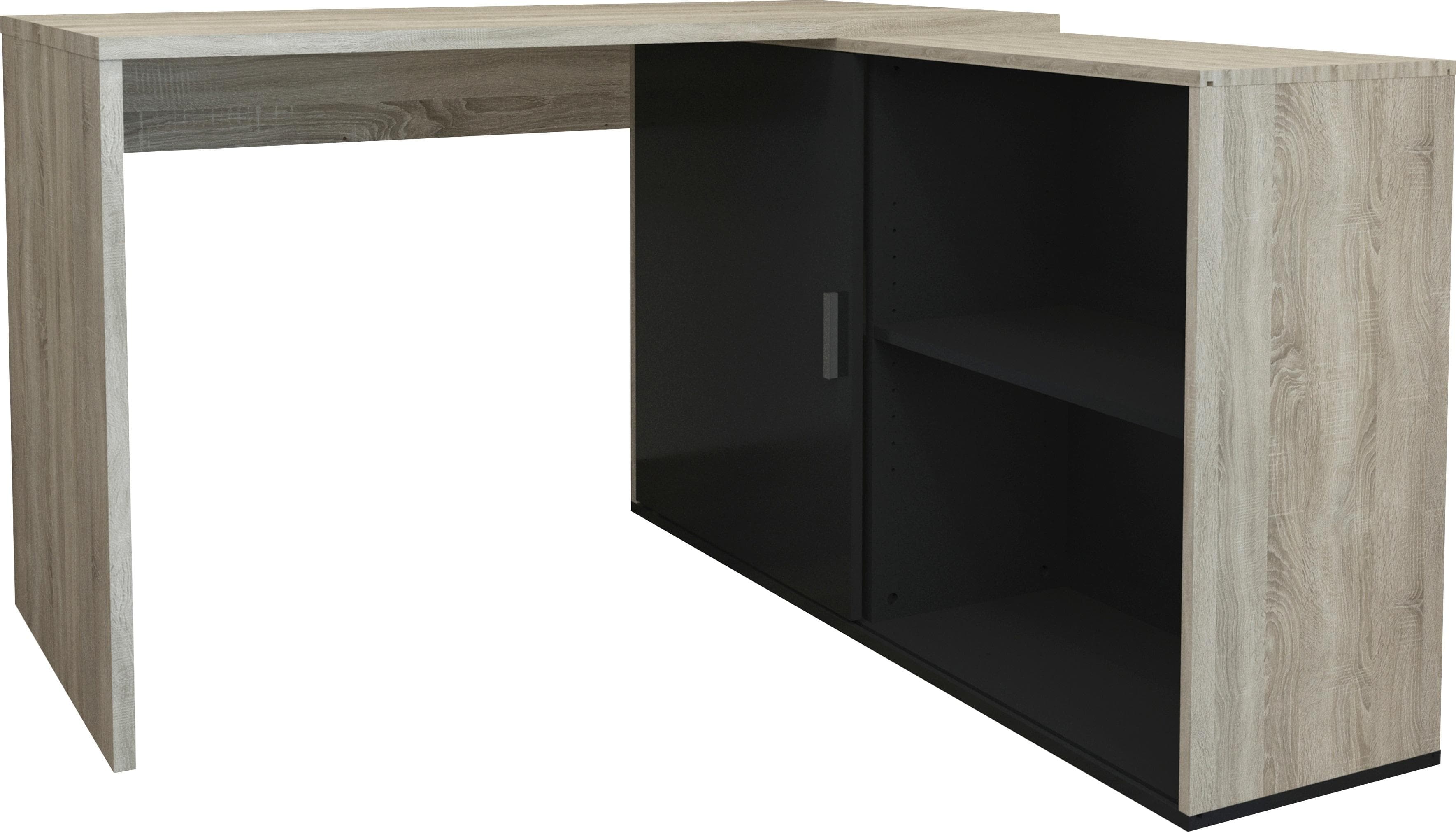 FMD Eckschreibtisch Valley Eiche/Matera mit Stauraum