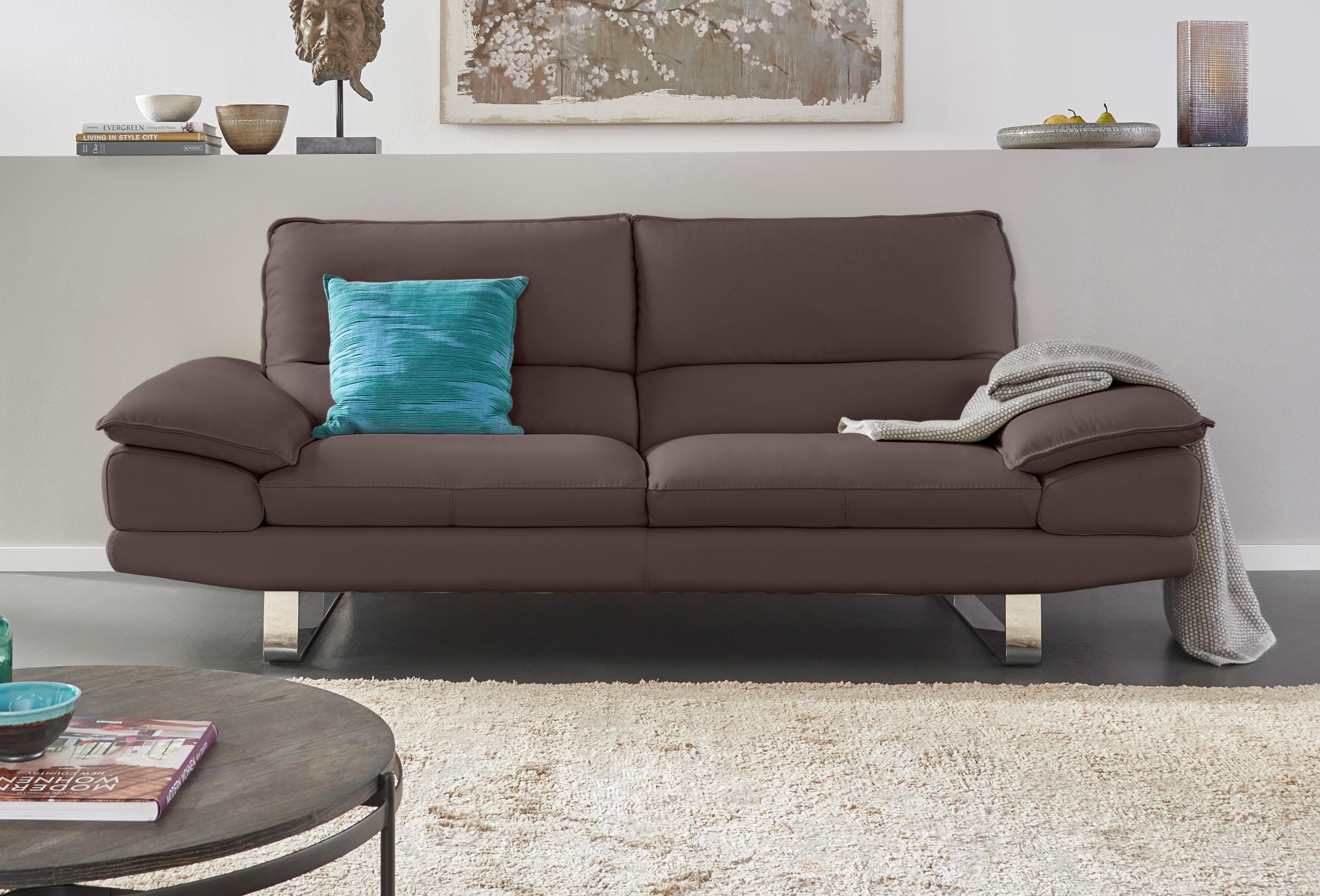 CALIA ITALIA Dave 3-Sitzer Ledersofa Espresso Kufenfuß
