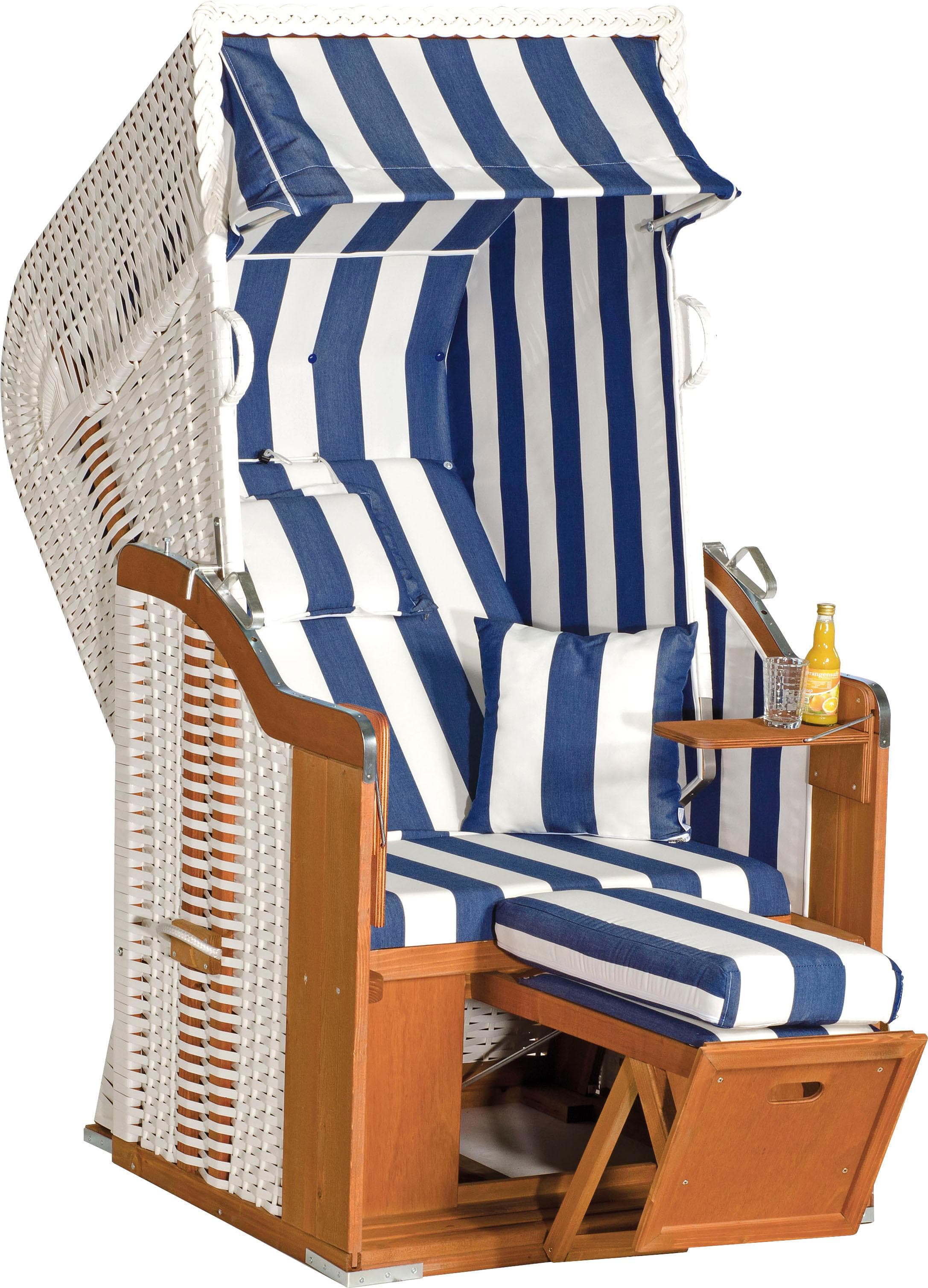 Strandkorb SUNNYSMART Rustikal 250 Plus 1-Sitzer Weiß/Blau