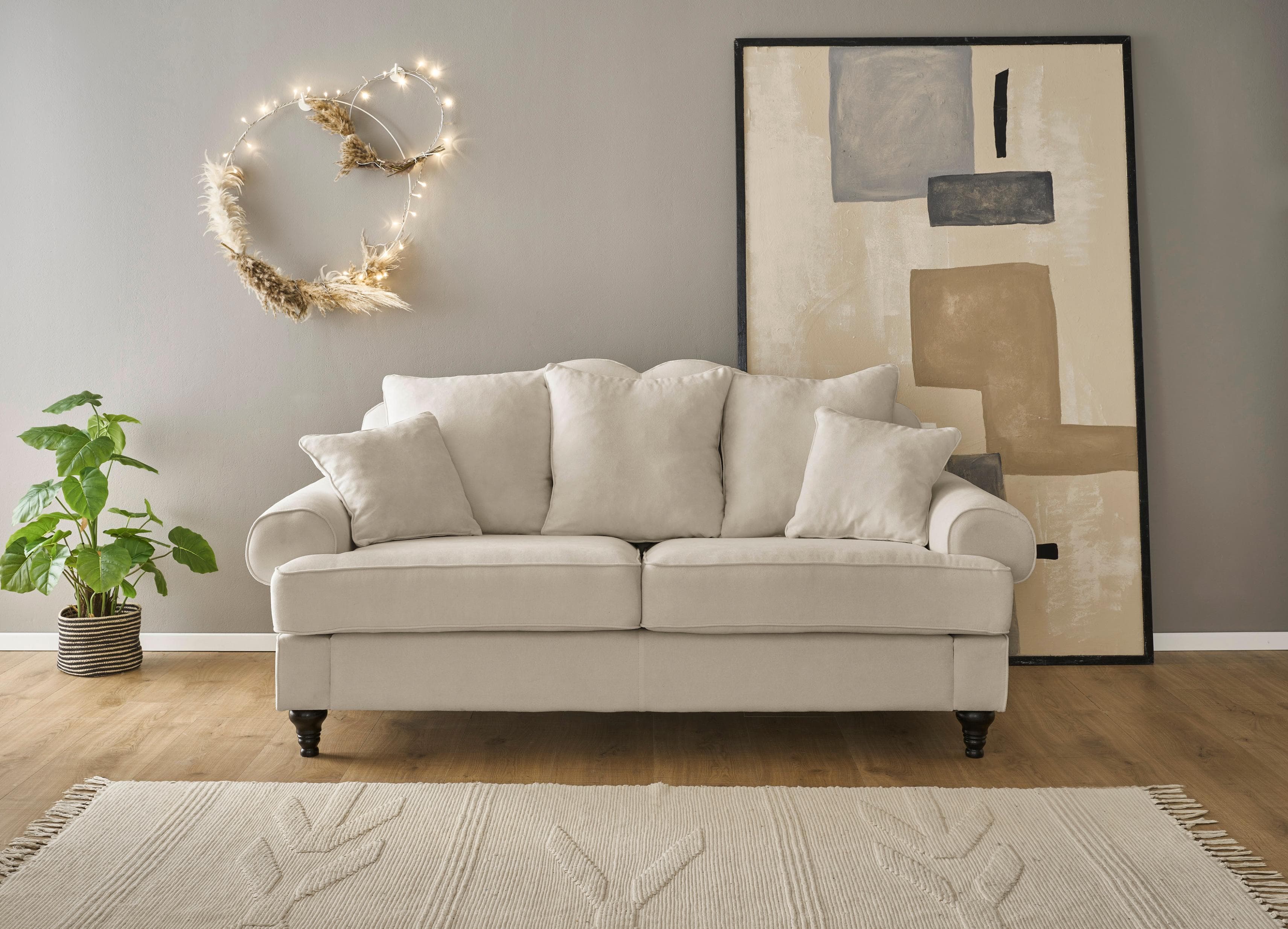HOME AFFAIRE Westminster 3-Sitzer Sofa Beige Microfaser