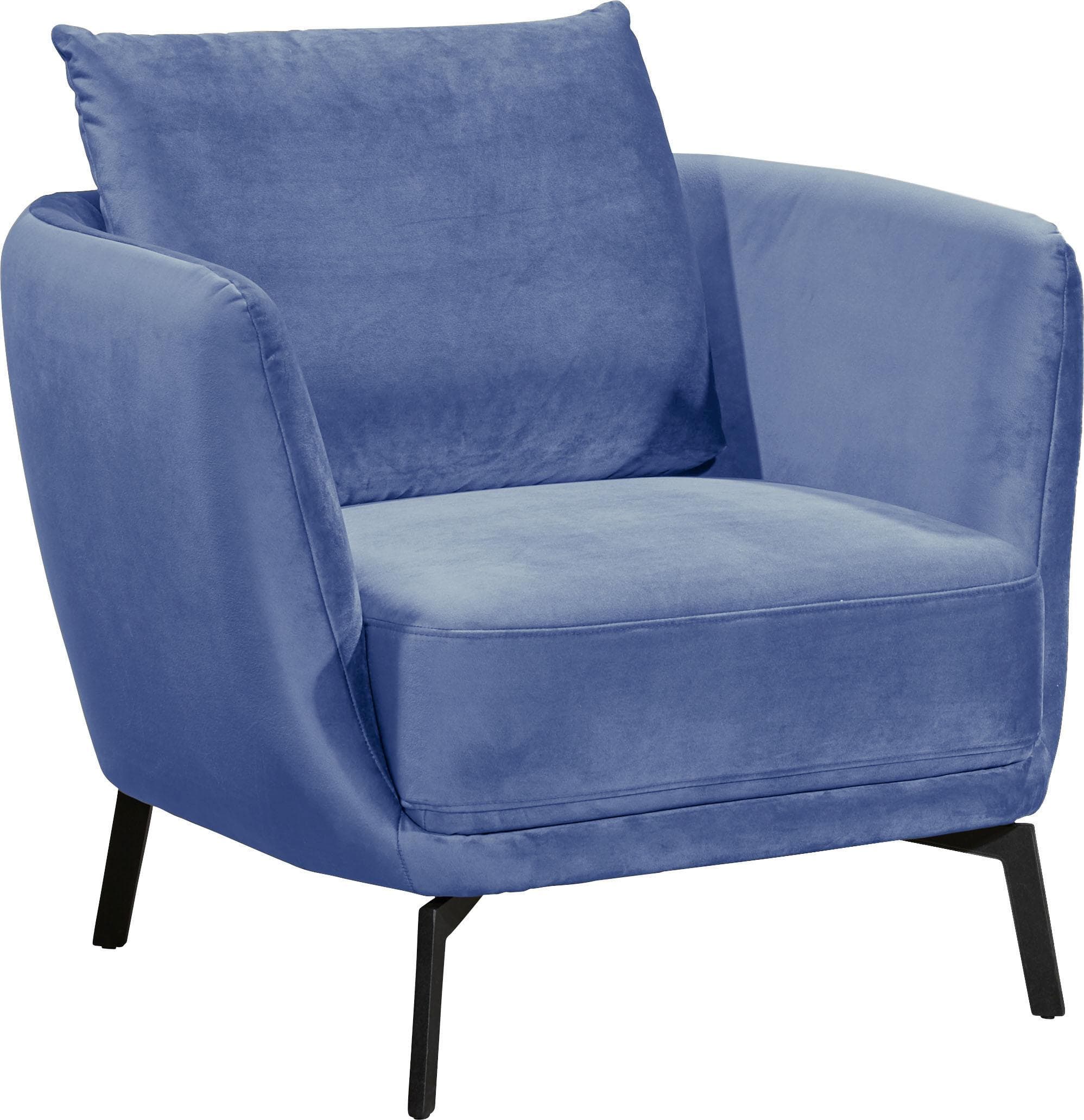 SCHÖNER WOHNEN Sessel Pearl Navy Velvet mit Rückenkissen