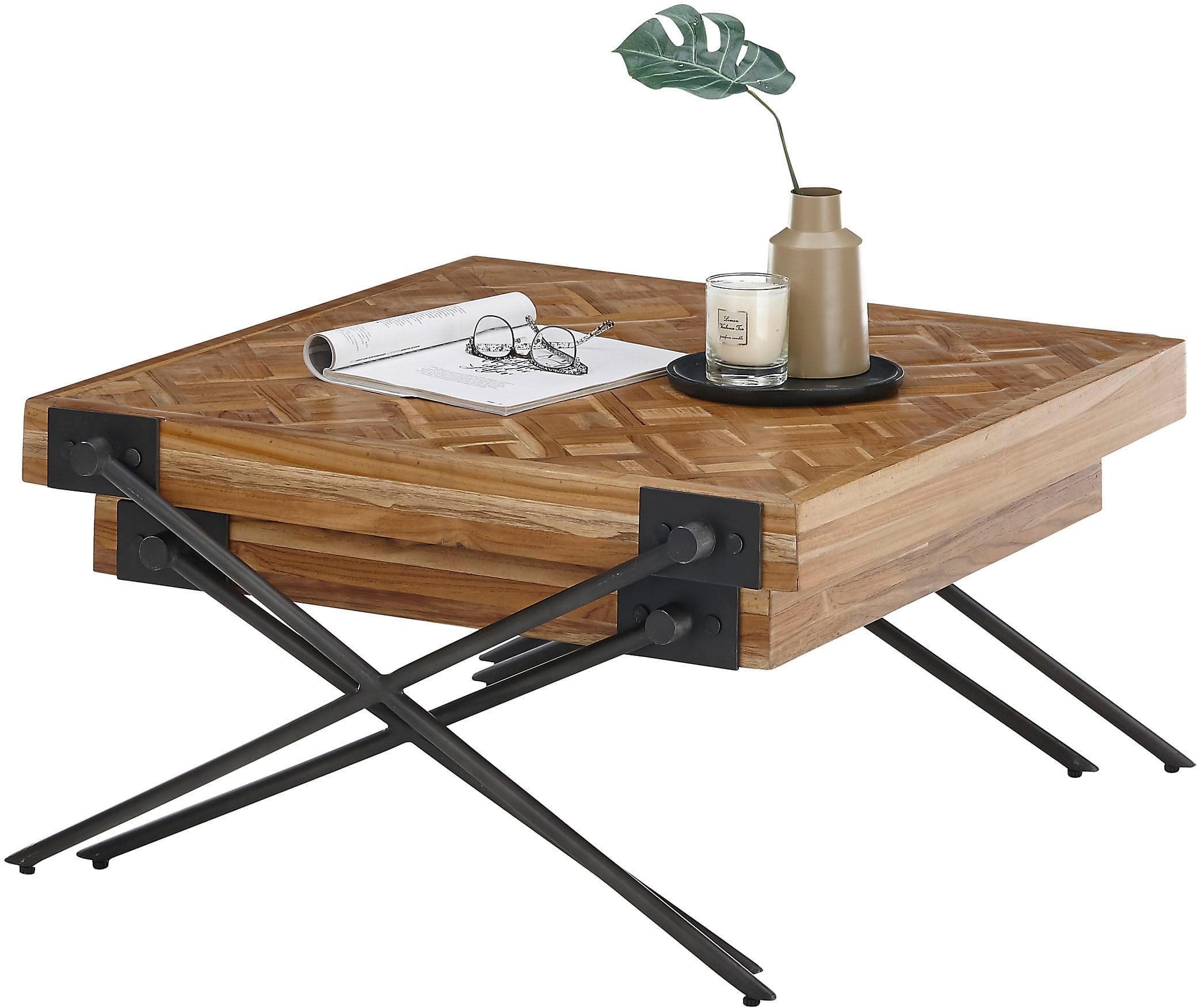 Couchtisch STOLKOM Akoni Schwarz Teak Recycelt