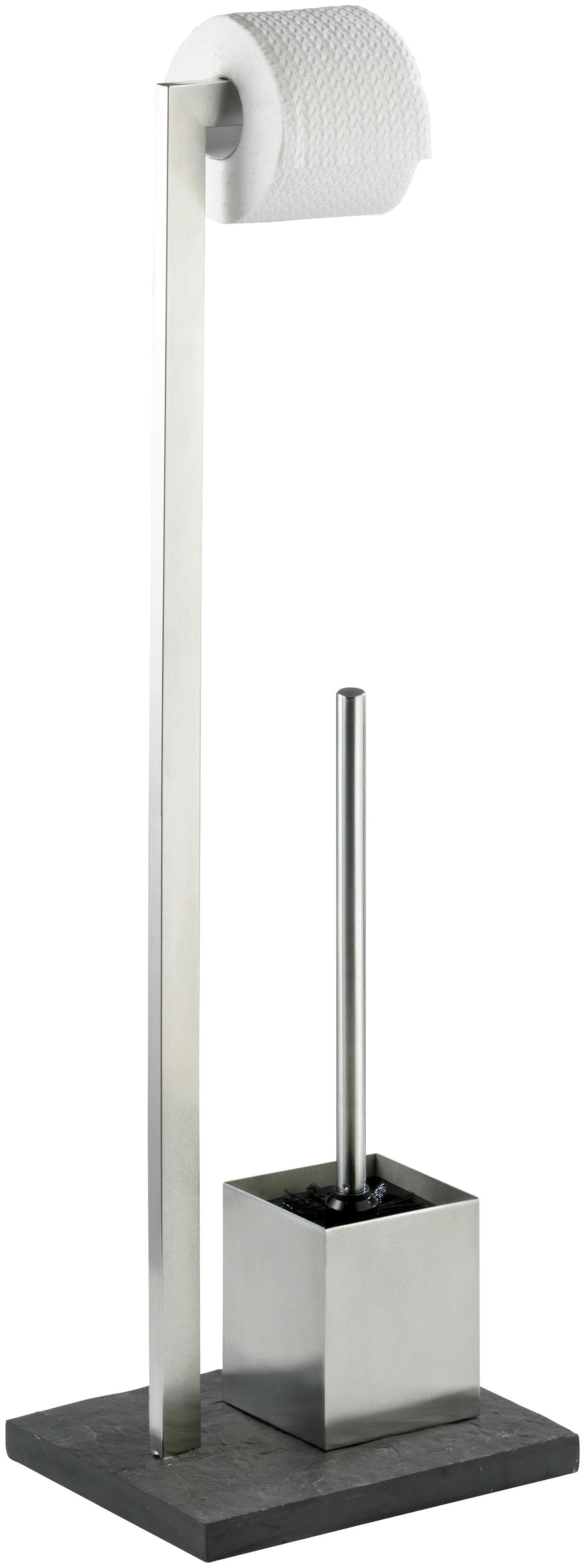 Wenko WC-Garnitur Slate Rock Anthrazit Edelstahl Rostfrei