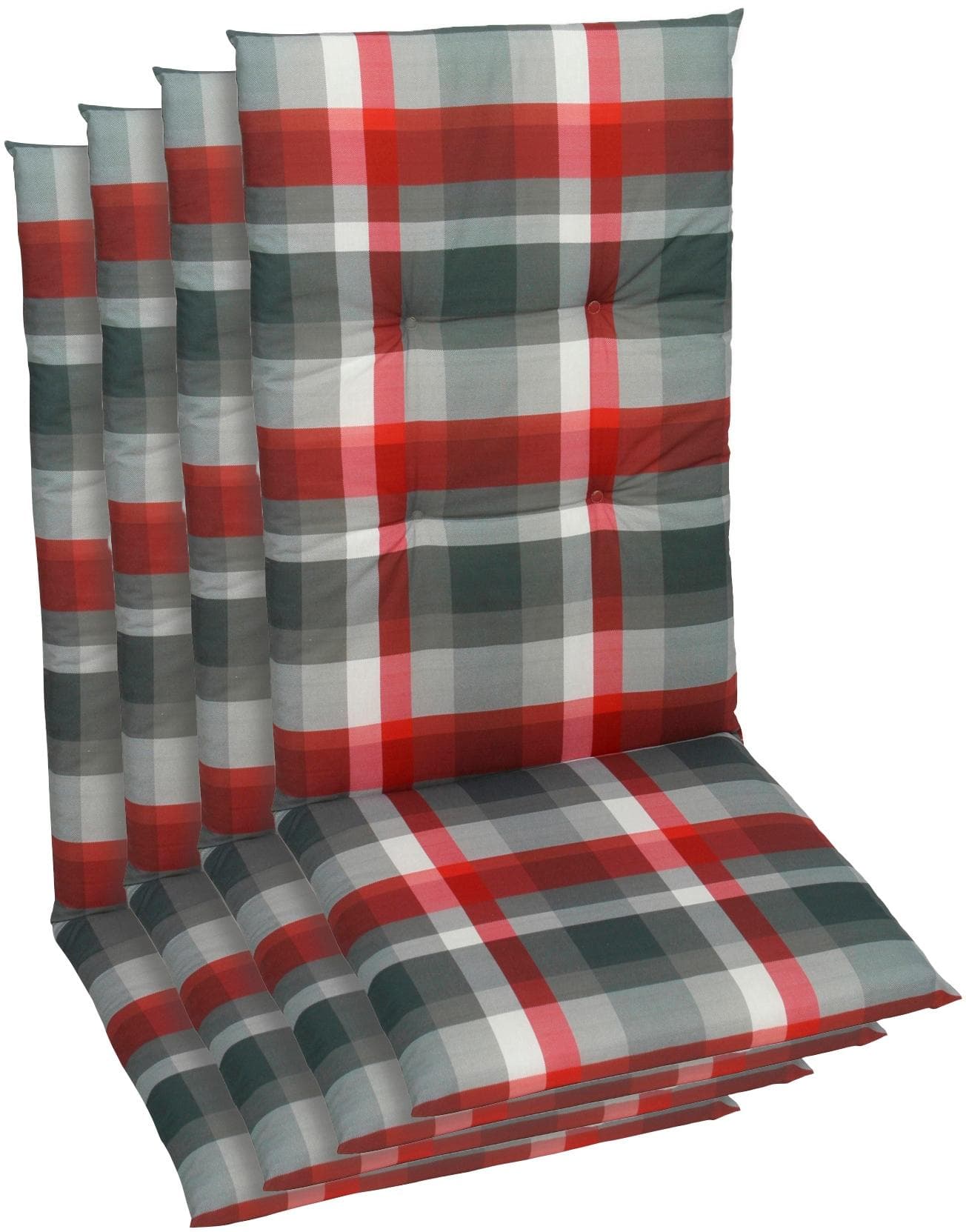 GO-DE Hochlehnerauflage 4-tlg. Rot Karo