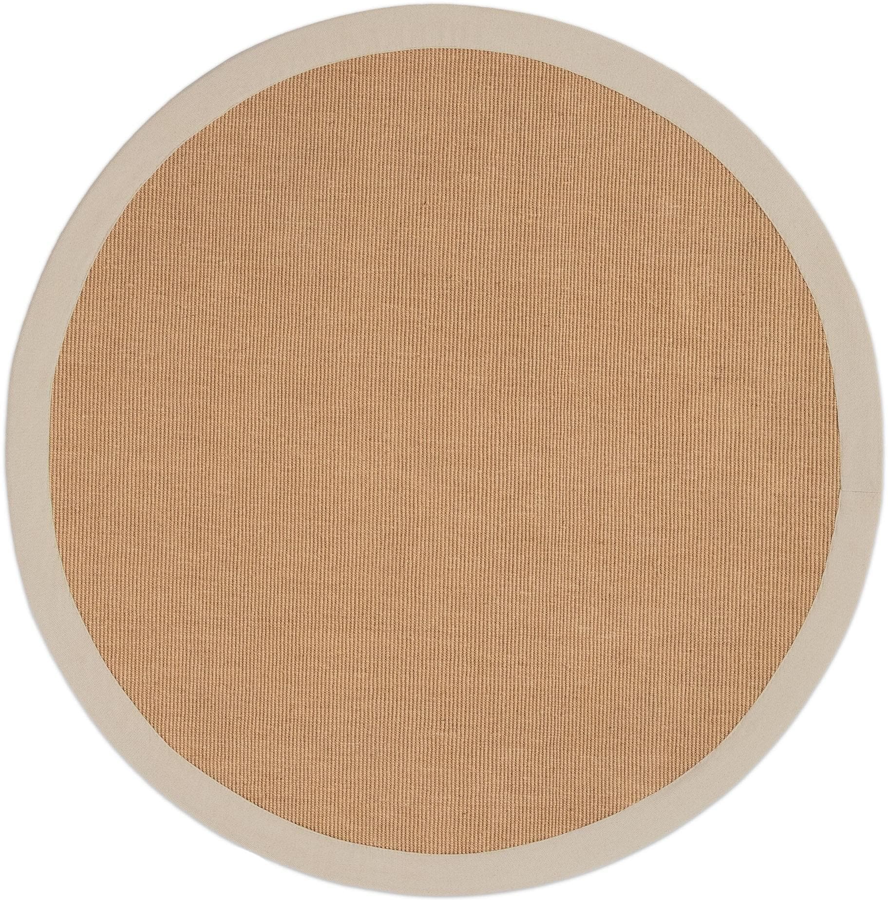 CarpetFine Sisalteppich Grau Taupe Handgewebt Rund Bordüre