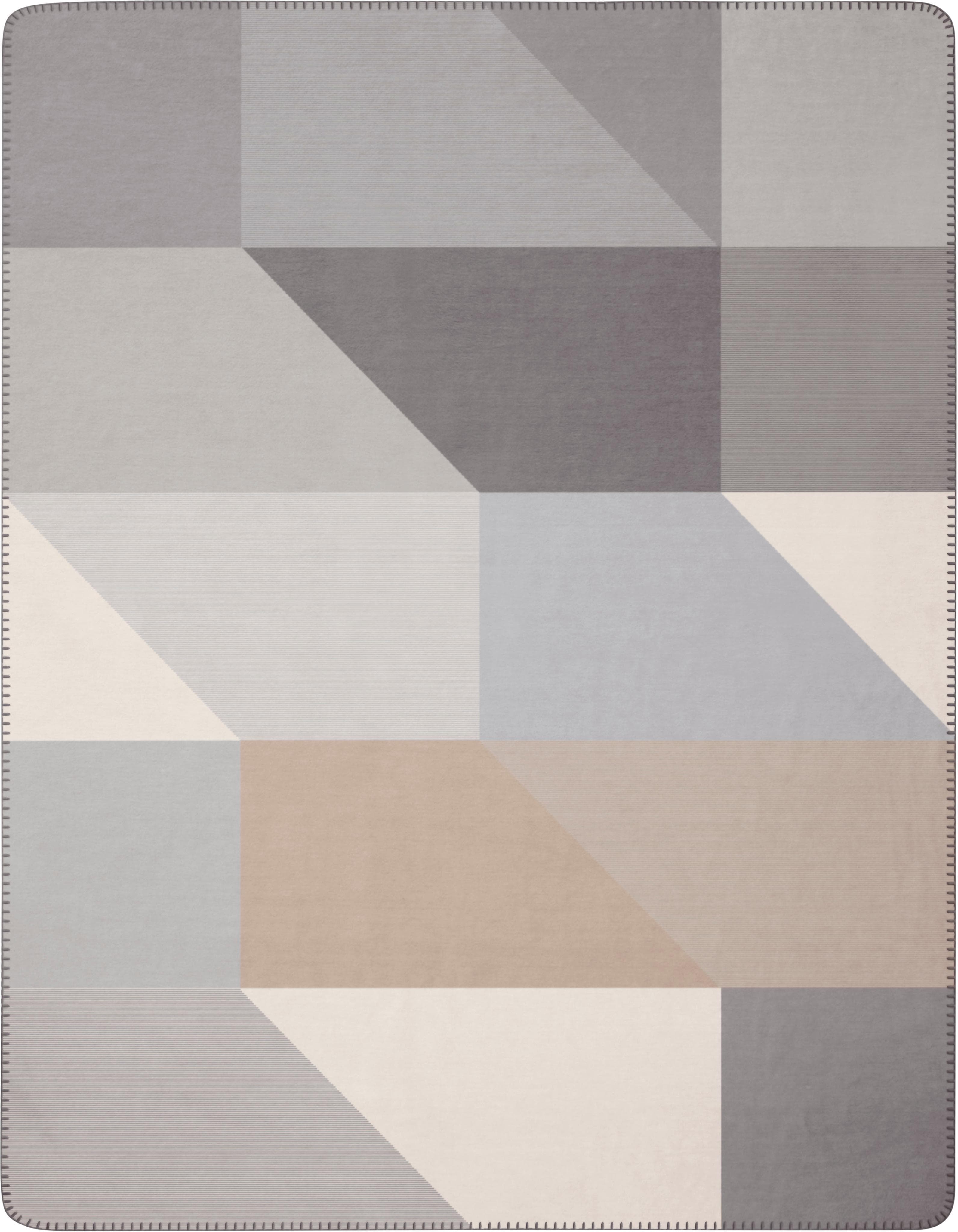 Biederlack Wohndecke Great Stone Grau Geometrisches Karo