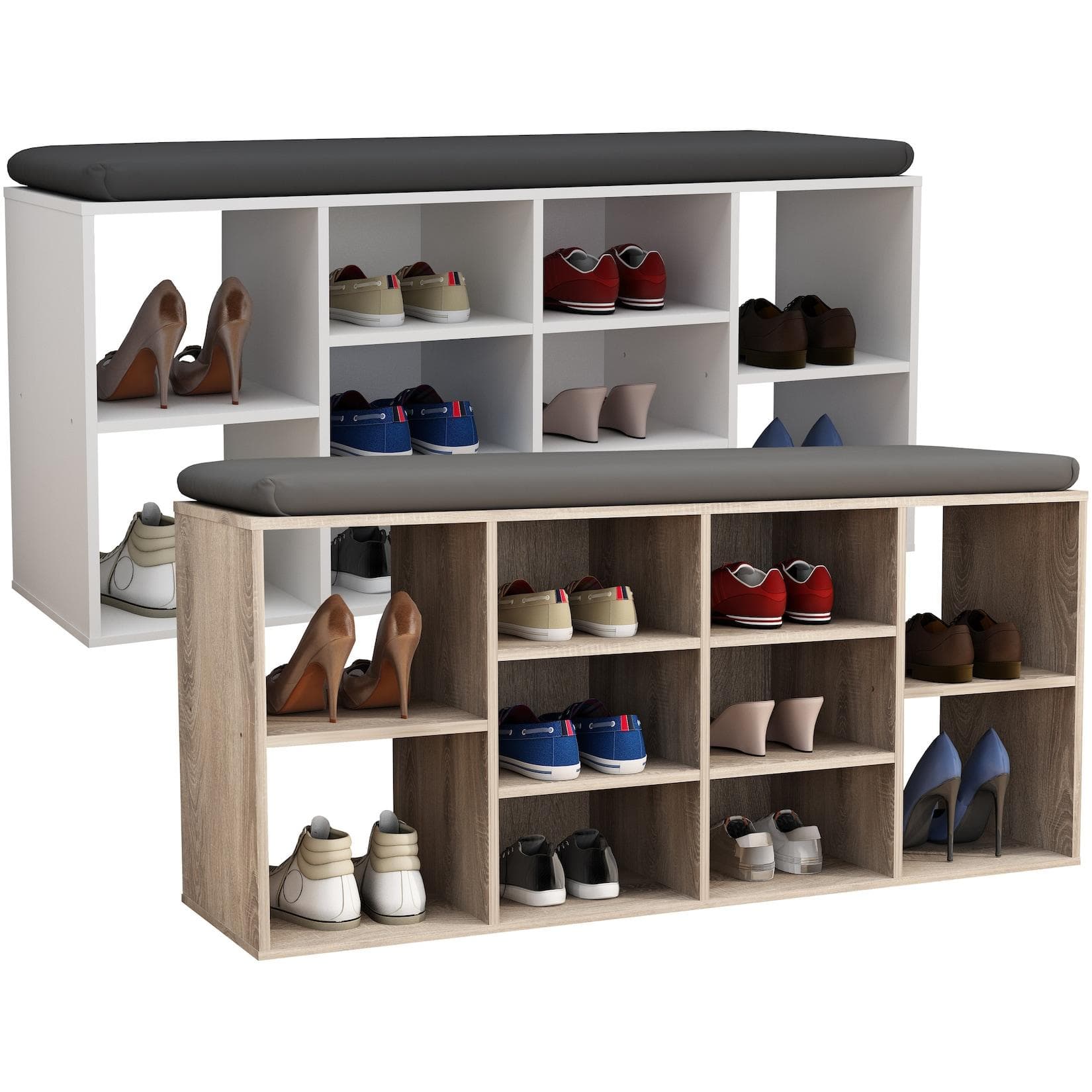 VCM Schuhregal Hinsol S Weiß 10 Fächer Sitzfläche