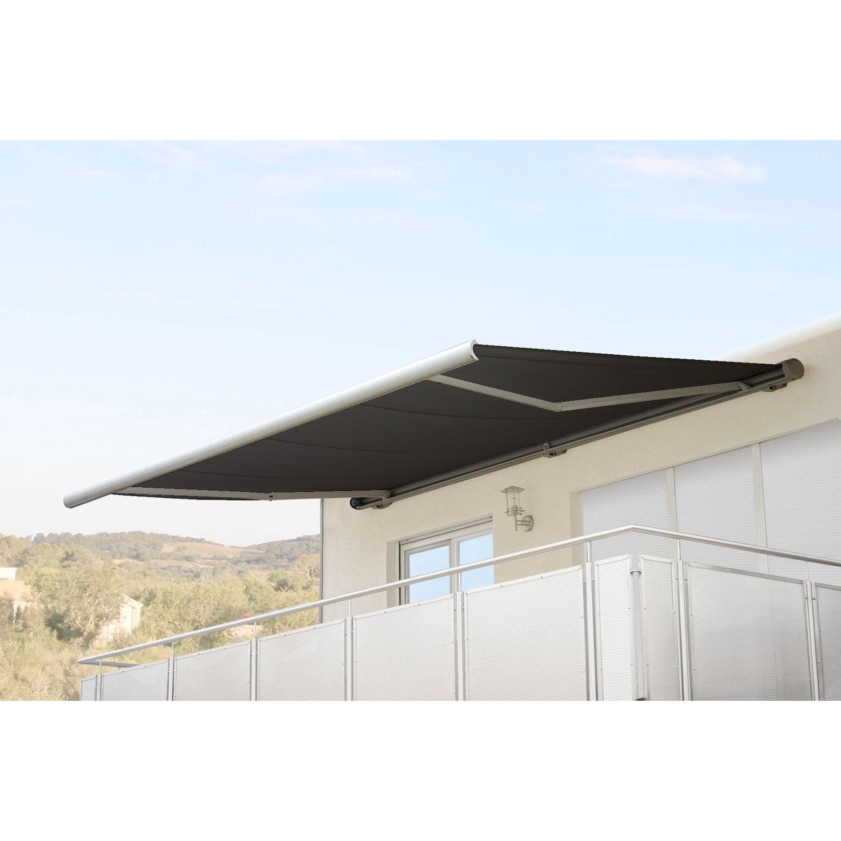 Elektrische Kassettenmarkise H123 Vollkassette 4,5x3m Polyester Anthrazit