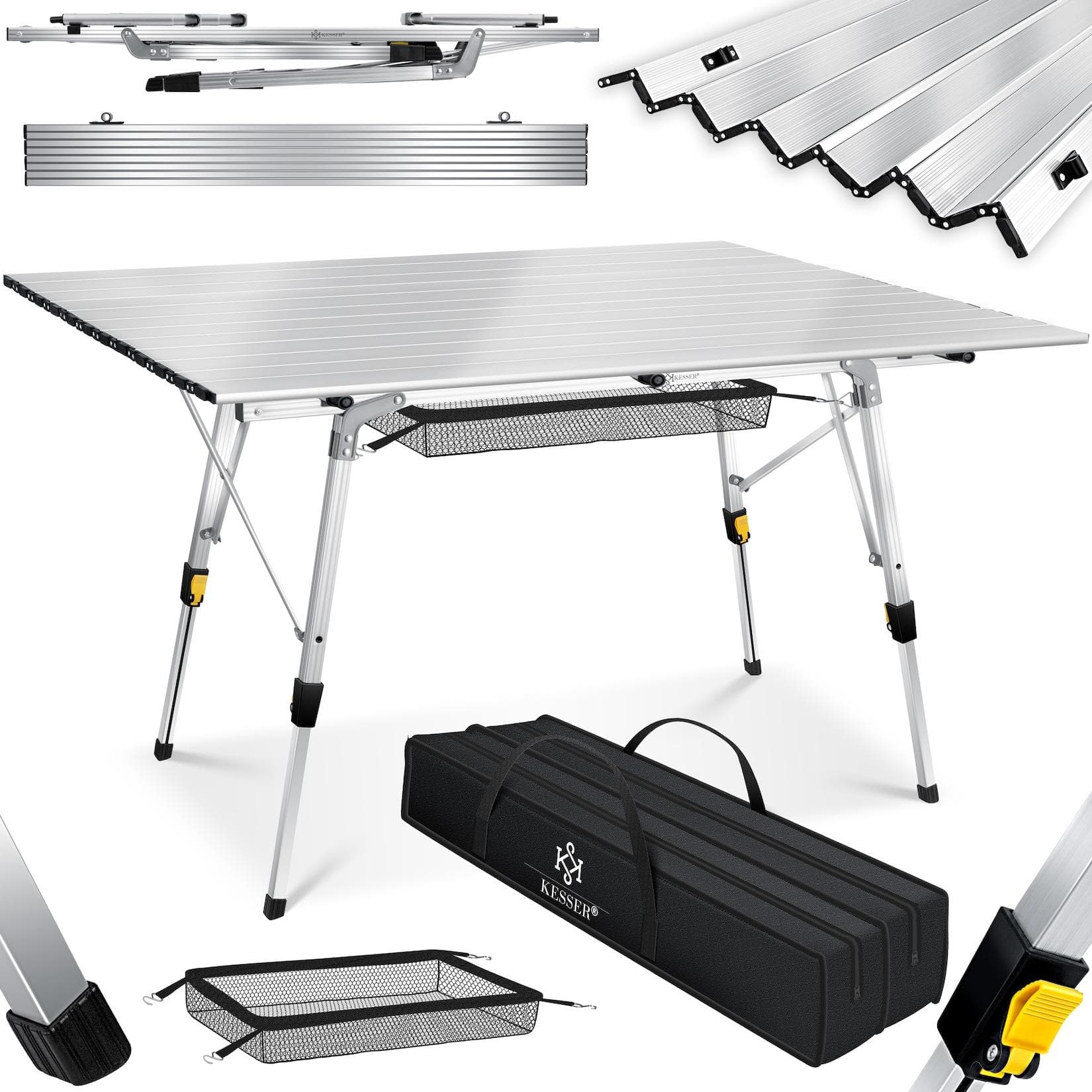 KESSER Campingtisch Faltbar Klapptisch Aluminiumrahmen Aufrollbare Tischplatte