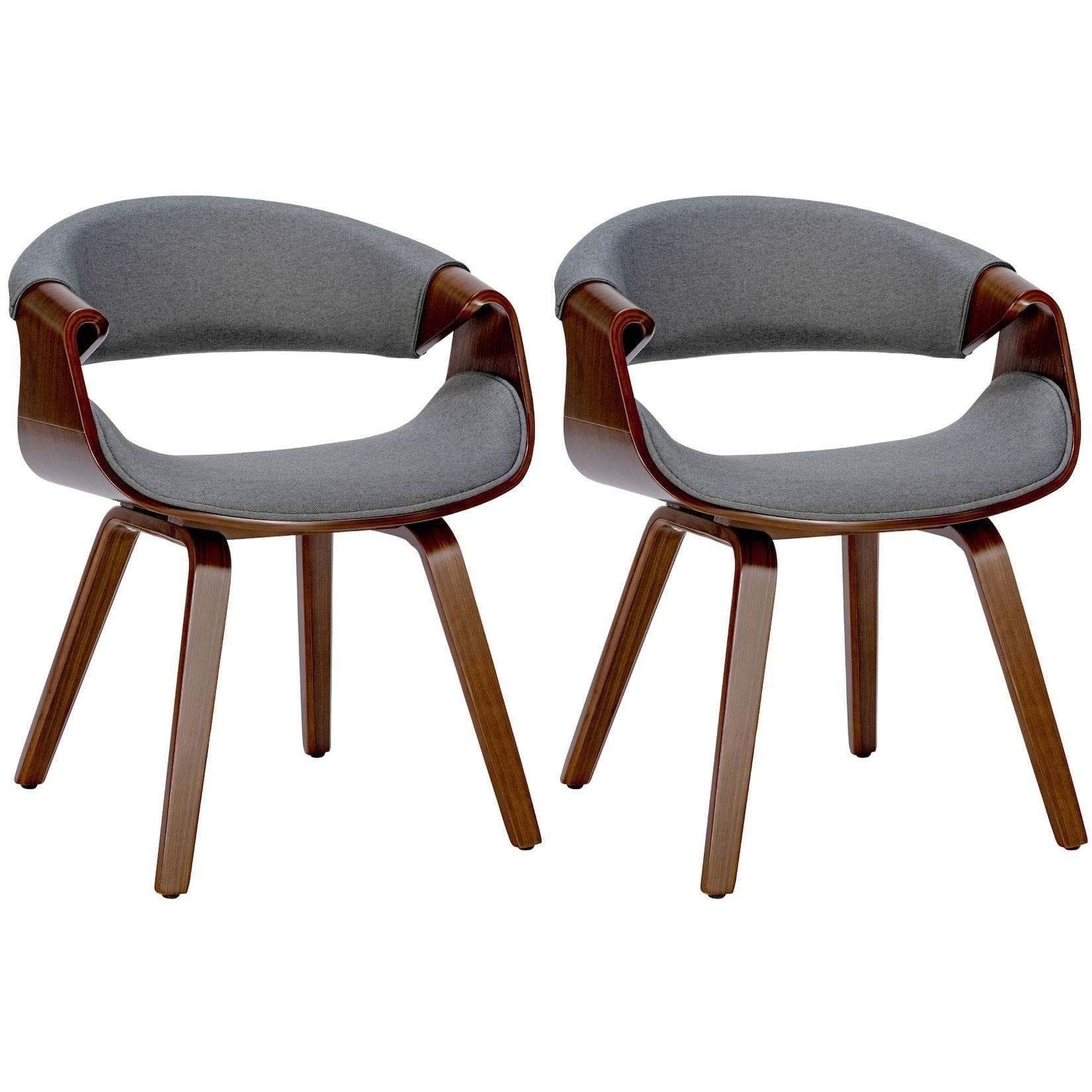 Esszimmerstuhl 2er Set - Stoff/Kunstleder & Holzgestell