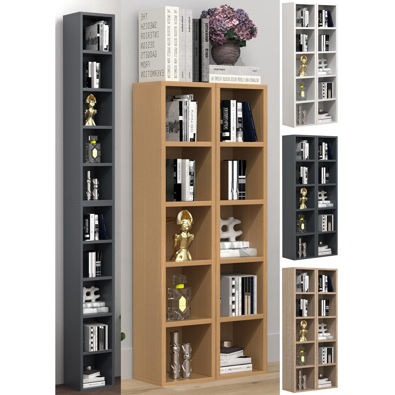 VCM Standregal Megosa S Braun Holz CD DVD Aufbewahrung