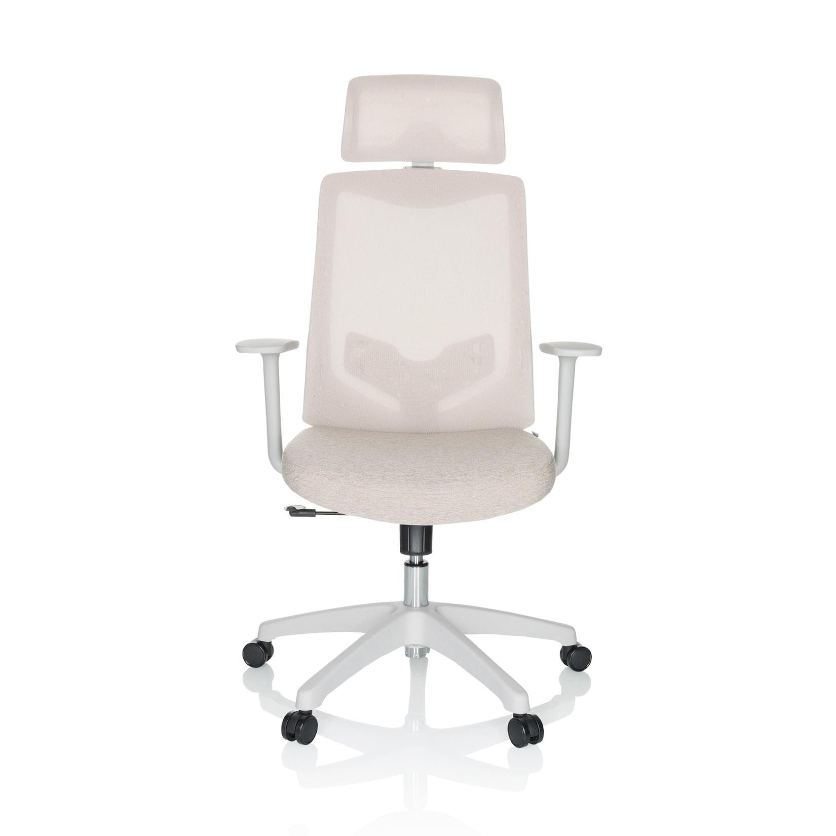 hjh OFFICE Bürostuhl MIKEO W Stoff Hellgrau Beige mit Armlehnen