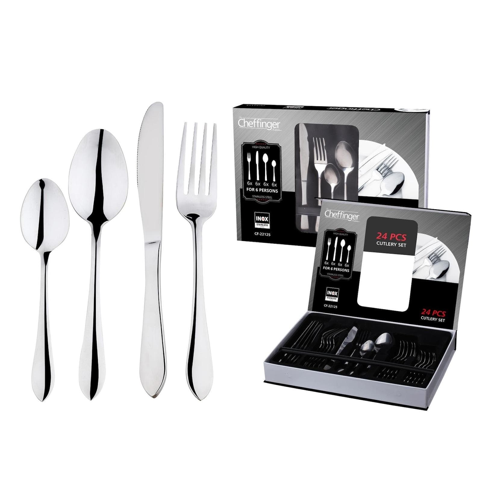 24-tlg. Besteck-Set Edelstahl 6 Personen