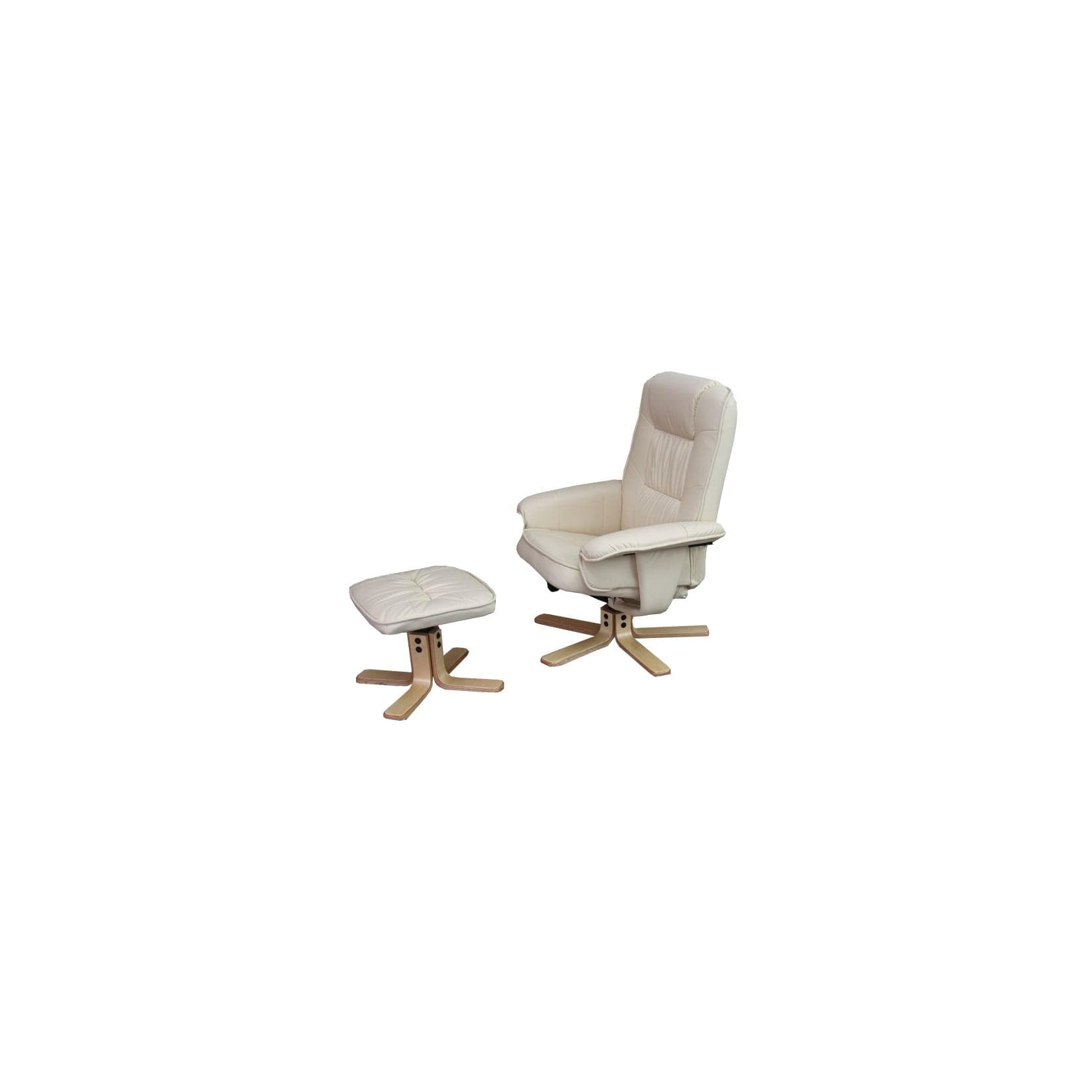 MCW Relaxsessel H56 TV-Sessel mit Hocker Ottomane Kunstleder Creme