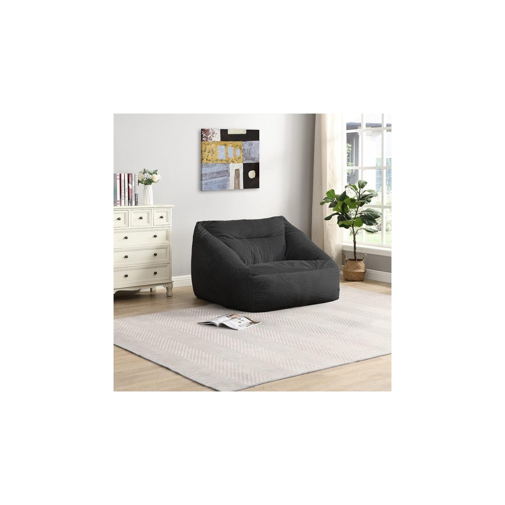 HOME DELUXE Sitzsack Sessel COZY Anthrazit mit Tragegriff