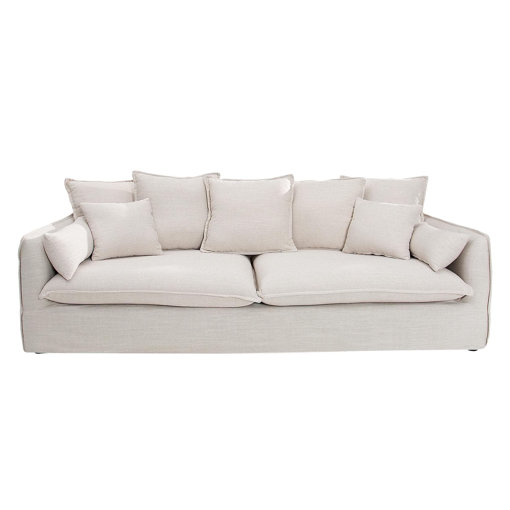 riess-ambiente Hussensofa HEAVEN 3-Sitzer Natur Leinenstoff mit Federkern