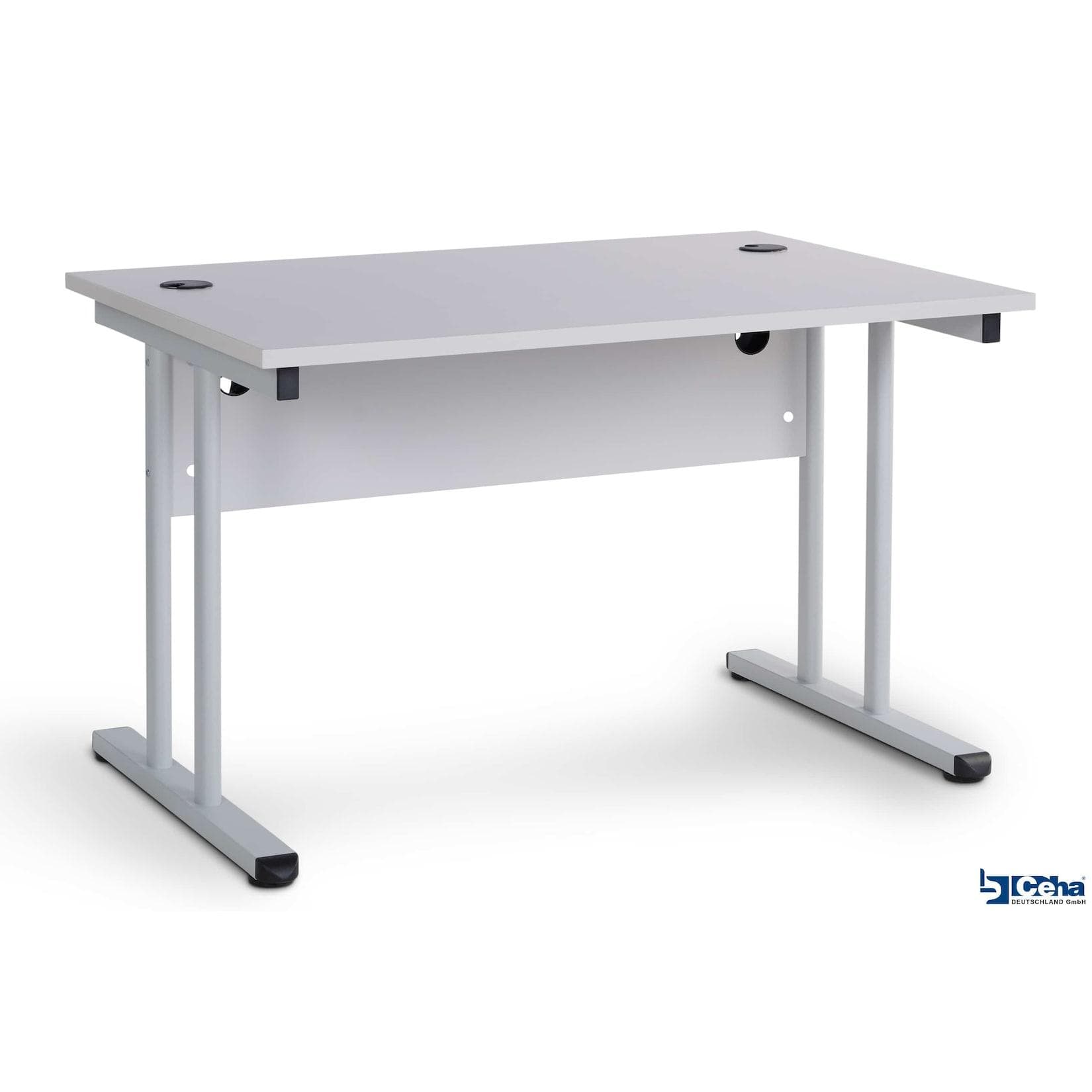 CEHA Büroschreibtisch mit T-Fuß und Knieraumblende 120 x 80 cm Grau