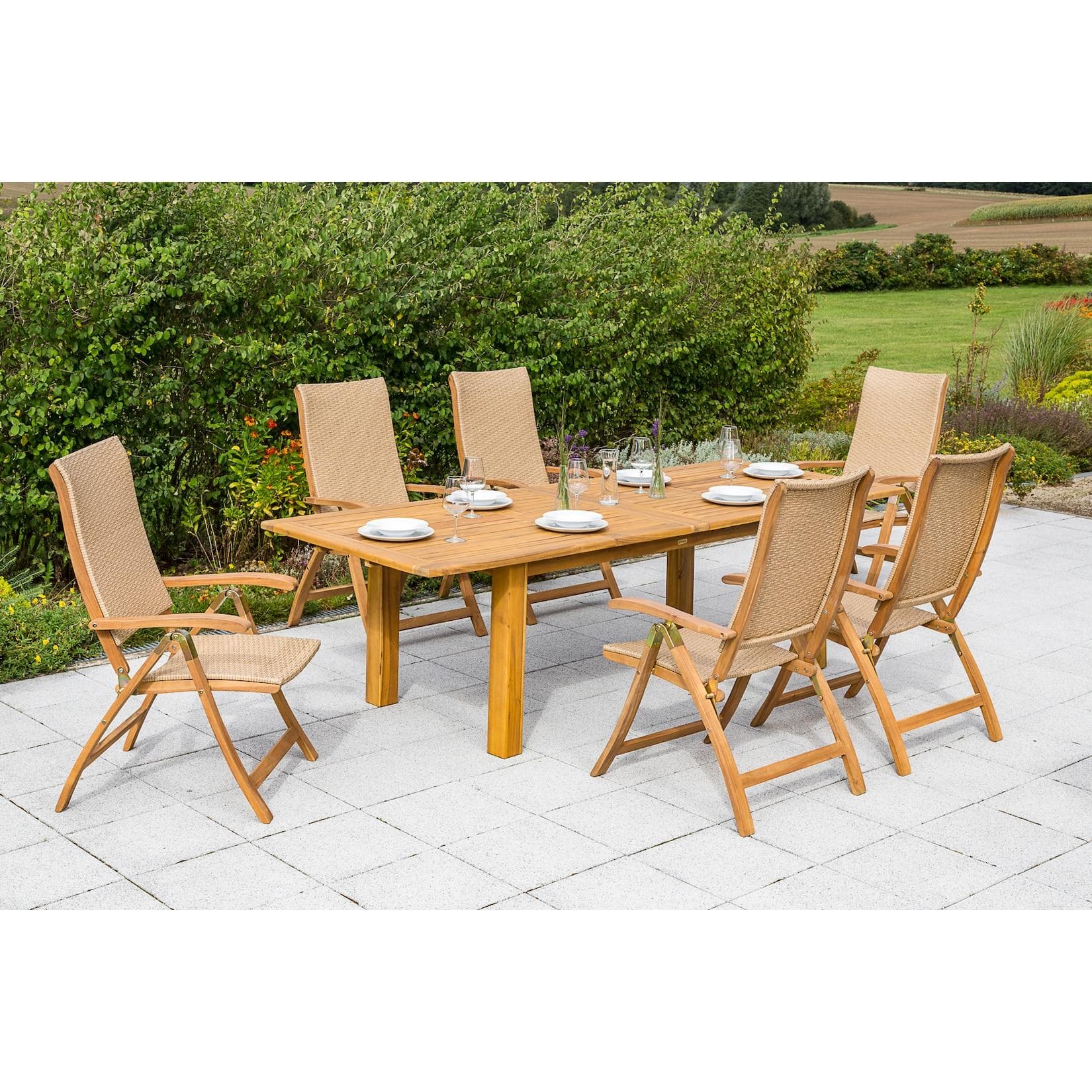 MERXX Capri Garten-Essgruppe 7-tlg. mit ausziehbarem Tisch